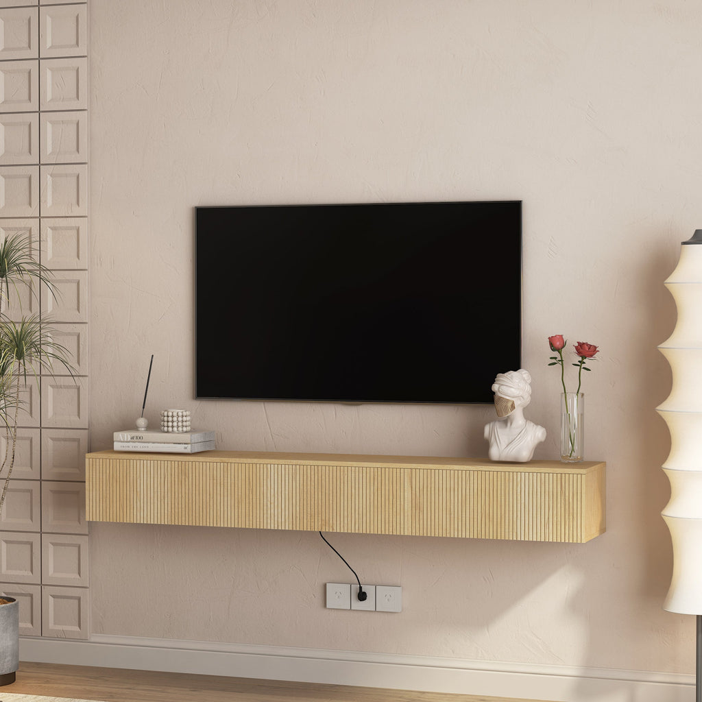 Floating TV Stand Wall Mounted with 16 Color LEDs,69' Modern TV Stand, Floating TV Cabinet Entertainment Center for 55 60 65 Inch TV