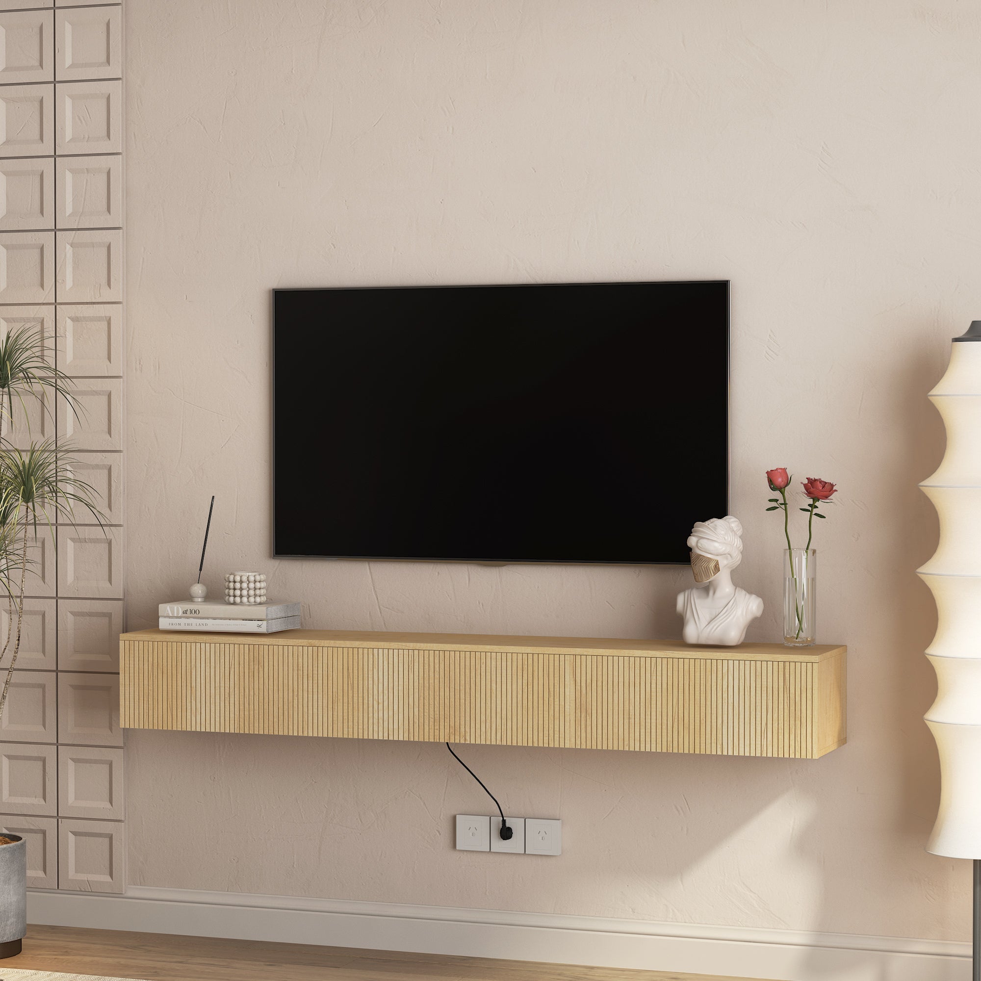Floating TV Stand Wall Mounted with 16 Color LEDs,69' Modern TV Stand, Floating TV Cabinet Entertainment Center for 55 60 65 Inch TV