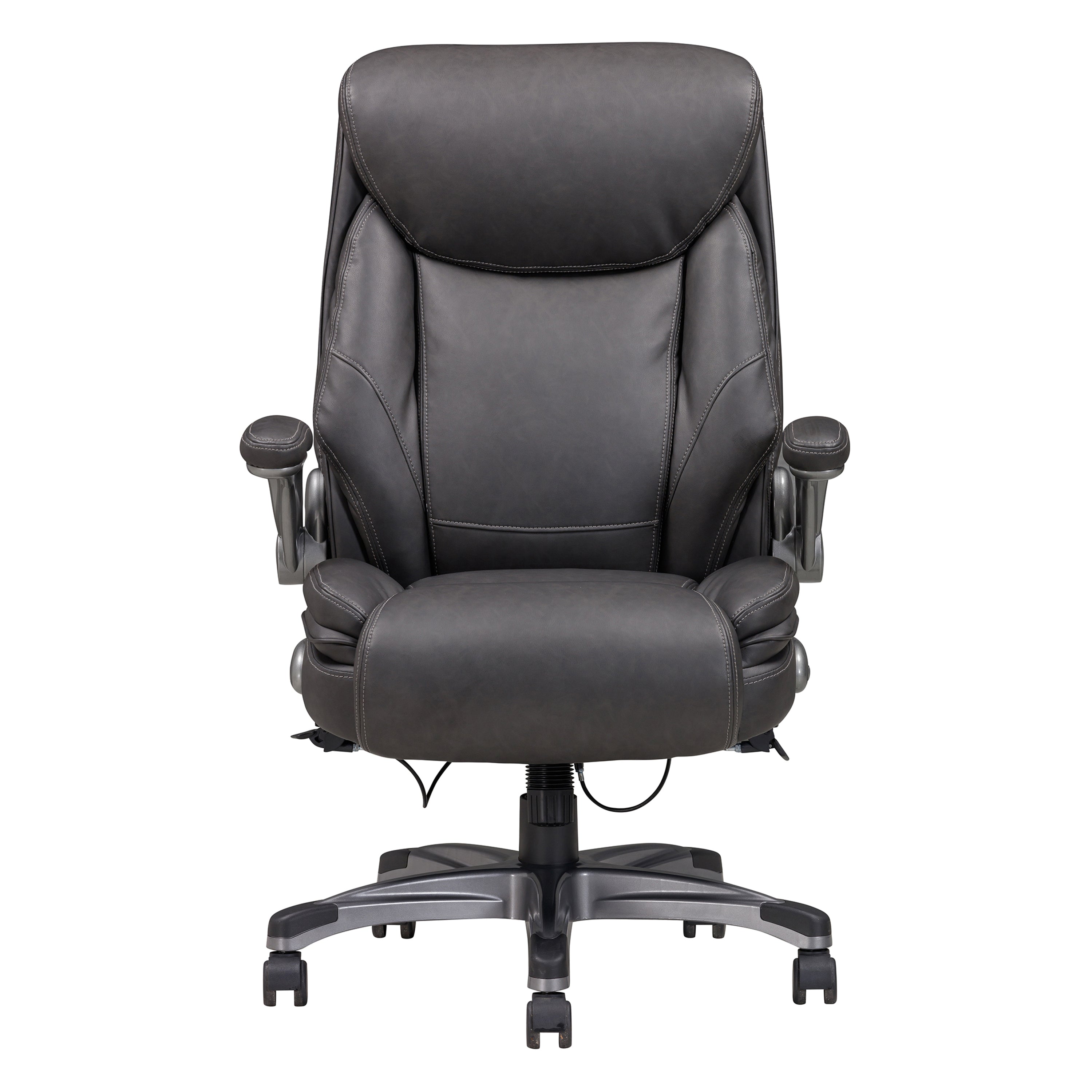 Modern Ergonomic Office Executive Chair, Adjustable Bonded Leather Armchair for Home Office Study, Grey