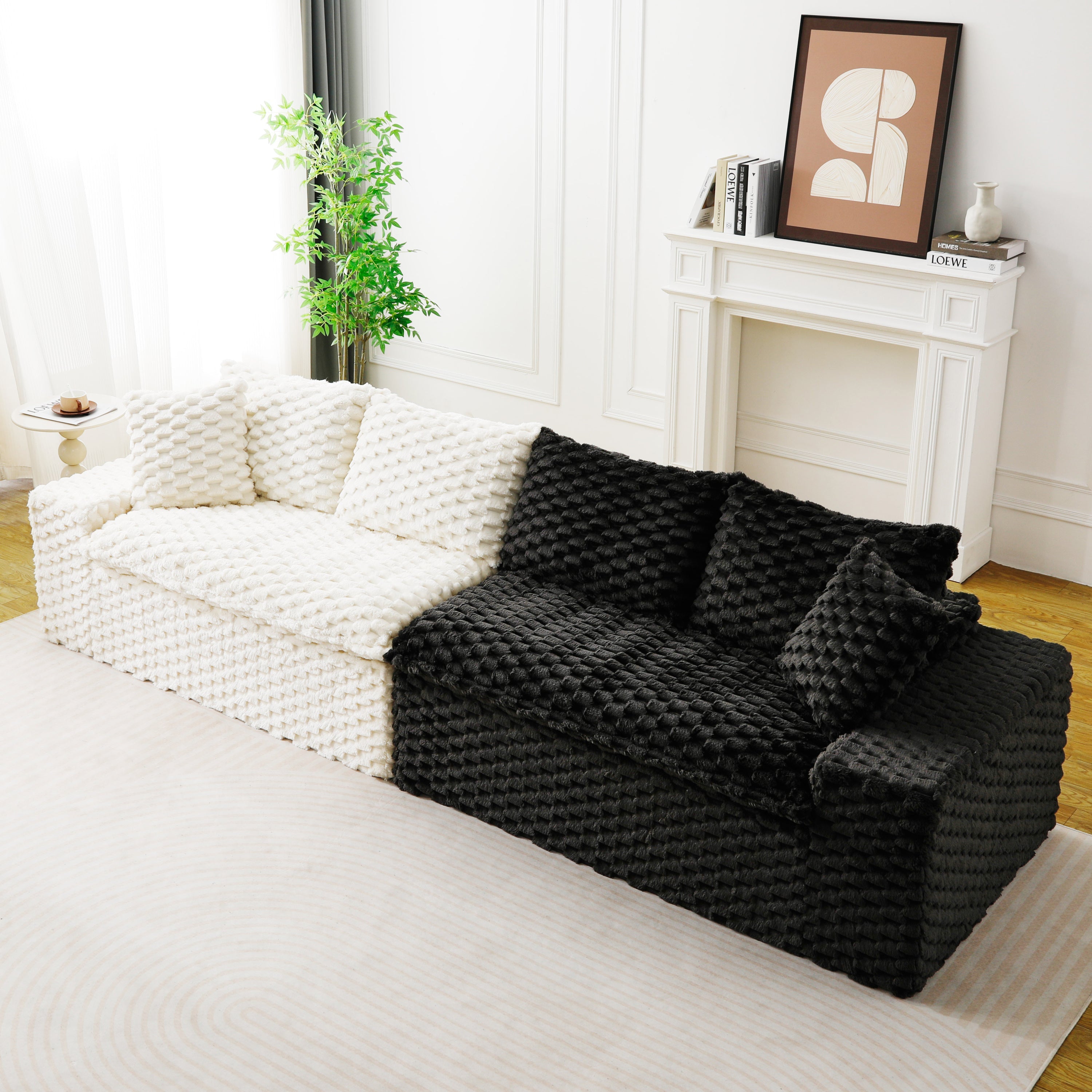 Luxury Color-Block Turtle Velvet Multifunctional Sofa - Arrangeable in Single Row, Side-by-Side or Facing Each Other, Stylish Living Room Furniture for Cozy Home Decor