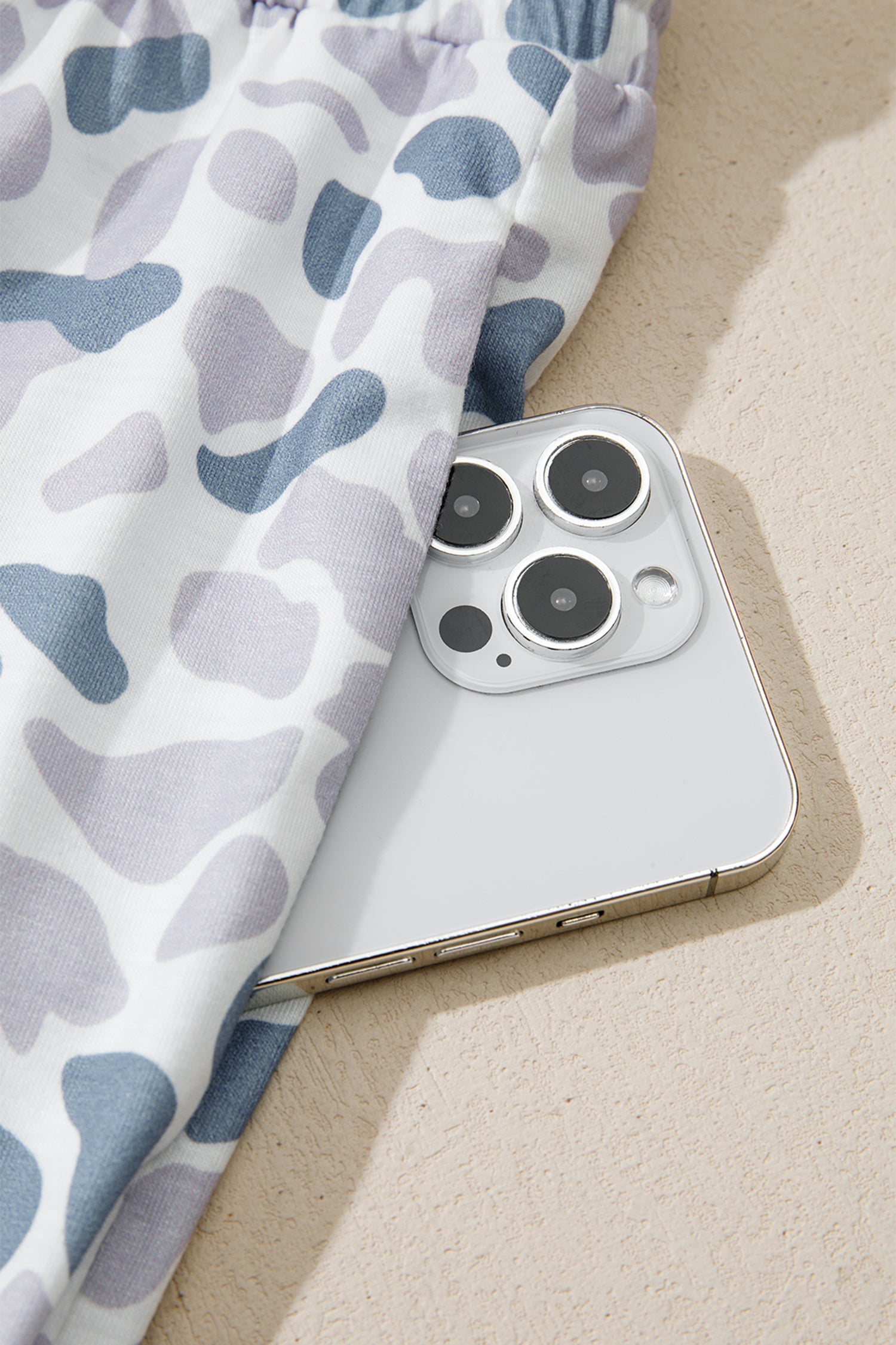 Camo Lapel Shirt & Drawstring Shorts Pajama Set