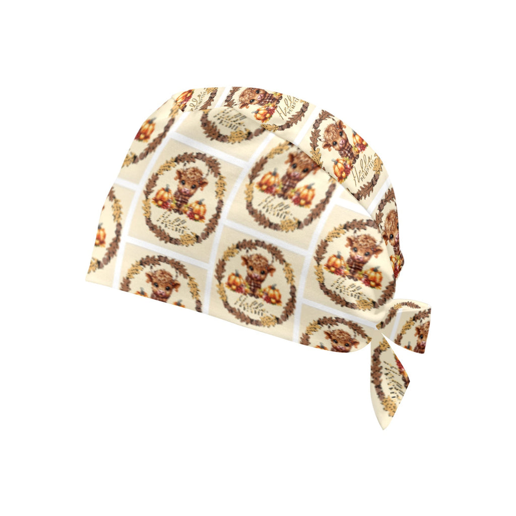 Hello Pumpkin Highland Cow Medical Scrub Cap (Made in USA)
