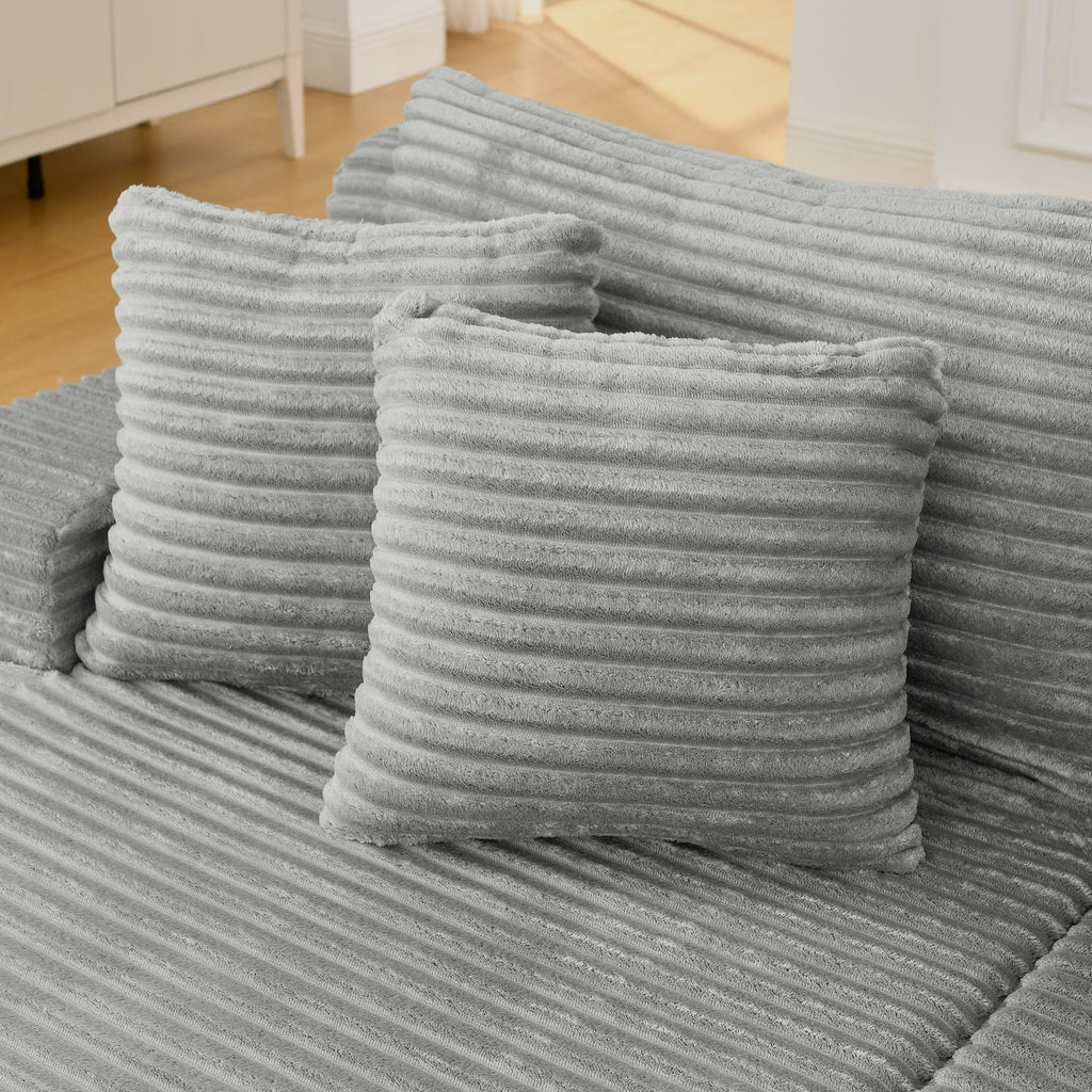 Two-seater lazy sofa lounge chair,Compressed sofa no assembly required, made of velvet fabric, fluffy modern lounge chair, used for indoor living rooms and bedrooms-Gray