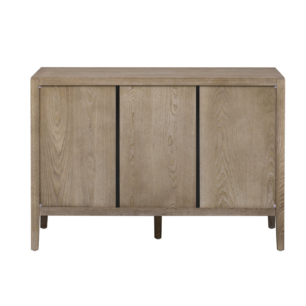 U_STYLE 47.2-Inch Farmhouse Sideboard with Ash Veneer and 2 Doors, Retro Buffet with 3-Tier Shelves and Adjustable Feet, Minimalist Wooden Storage Cabinet with Iron Handles for Living Room, Kitchen