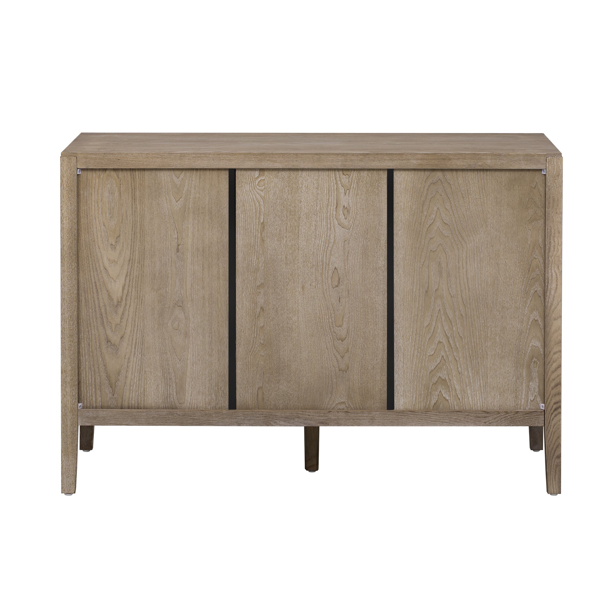 U_STYLE 47.2-Inch Farmhouse Sideboard with Ash Veneer and 2 Doors, Retro Buffet with 3-Tier Shelves and Adjustable Feet, Minimalist Wooden Storage Cabinet with Iron Handles for Living Room, Kitchen