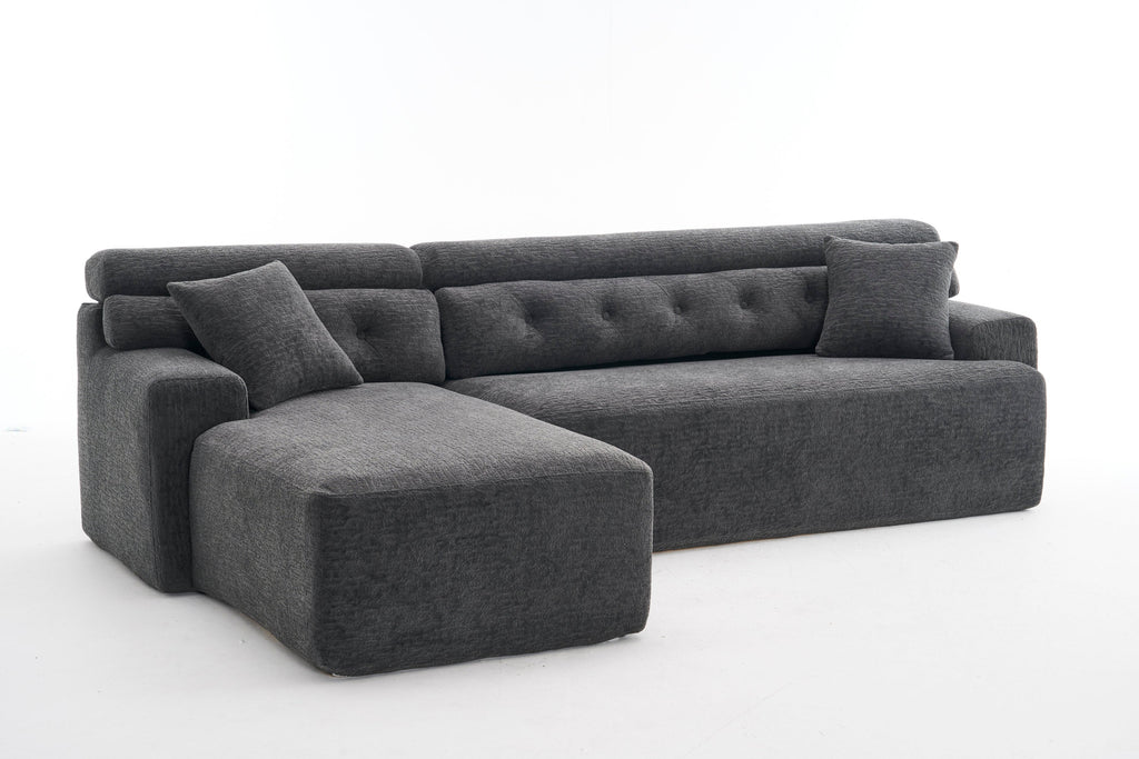 105'' Cloud Sectional Couch with L-Shape Chaise,Modern Modular Sofa with Deep Seat, Boneless Sofa for Living Room Bedroom,No Assembly Required,Grey.