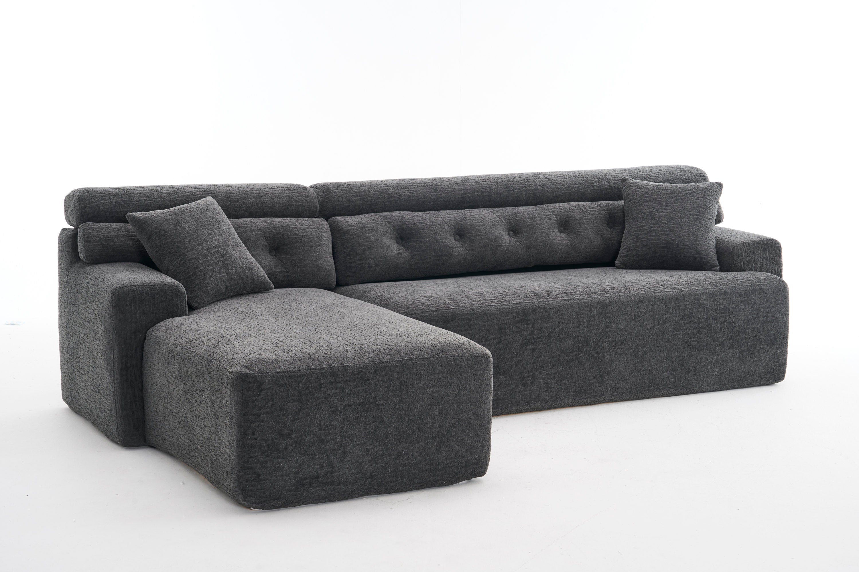 105'' Cloud Sectional Couch with L-Shape Chaise,Modern Modular Sofa with Deep Seat, Boneless Sofa for Living Room Bedroom,No Assembly Required,Grey.