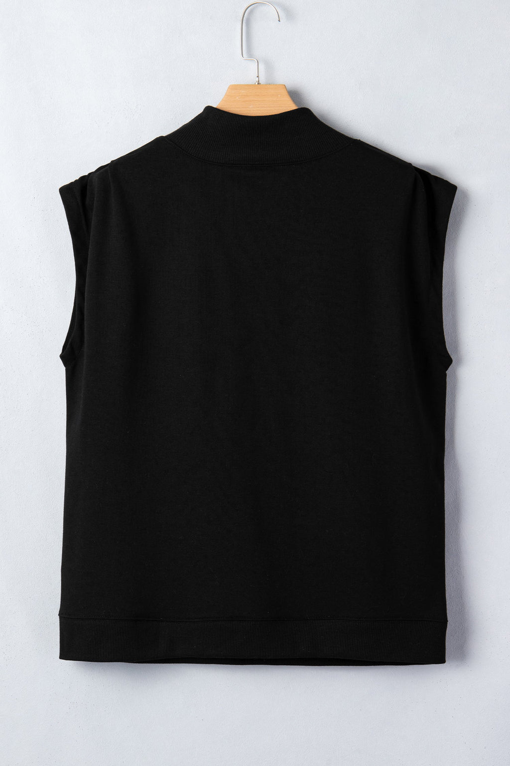 Solid Mock Neck Cap Sleeve Oversized Top
