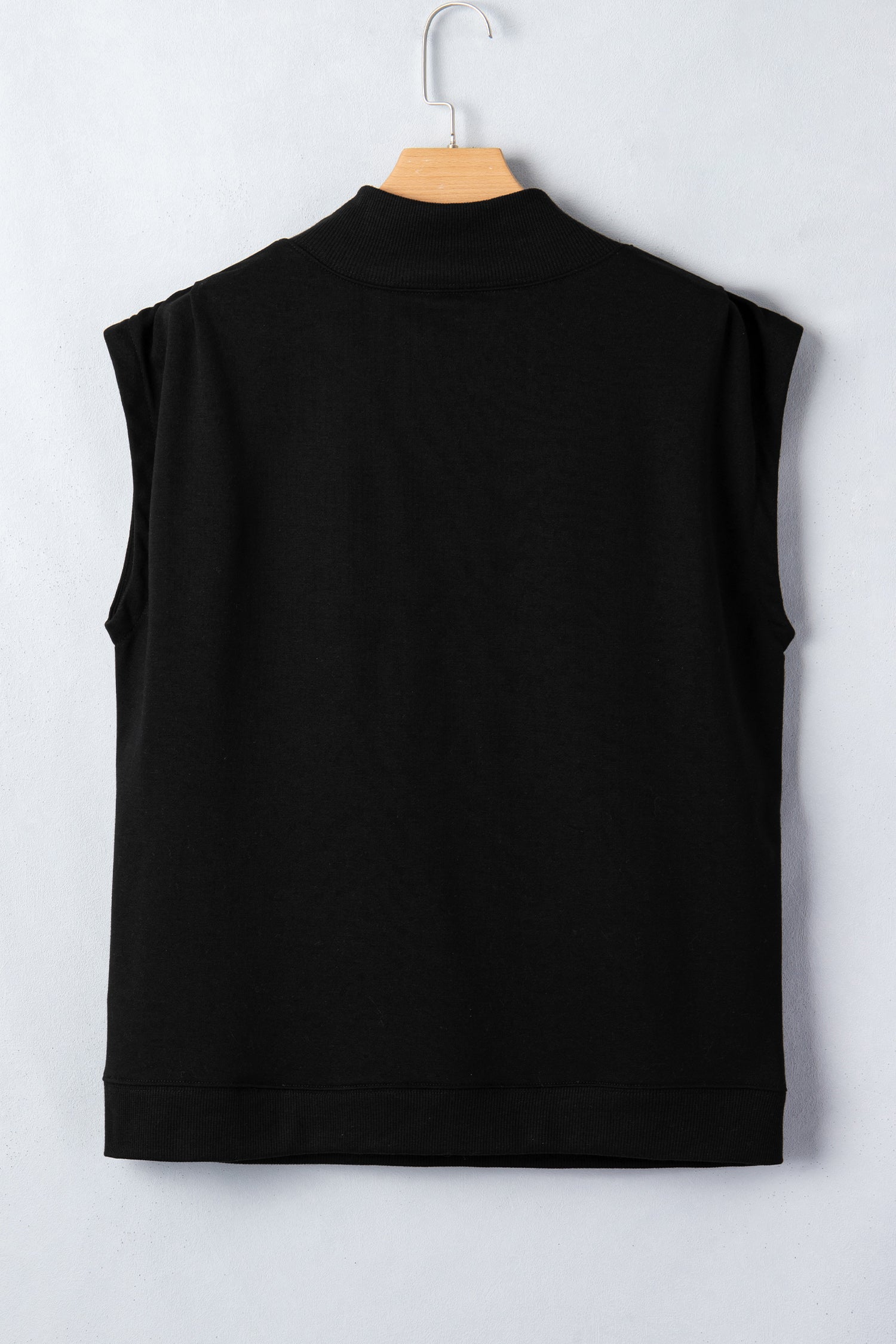 Solid Mock Neck Cap Sleeve Oversized Top