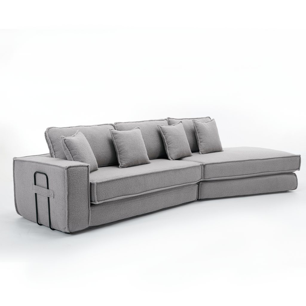 [NEW ARRIVED] [VIDEO PROVIDED]  Folding Convertible Out Sleeper Sofa Bed,2-in-1,  Combination Convertible Sofa,3 seat, Upholstered,Fold Out Floor Gaming Sofa Bed , Lamb Velvet Fabric,Living Room, Gray