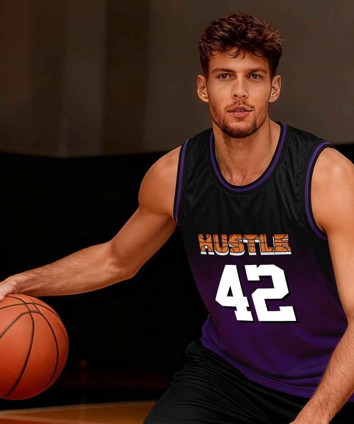 Hustle 42 Adult Purple Basketball Jersey | Ships From USA