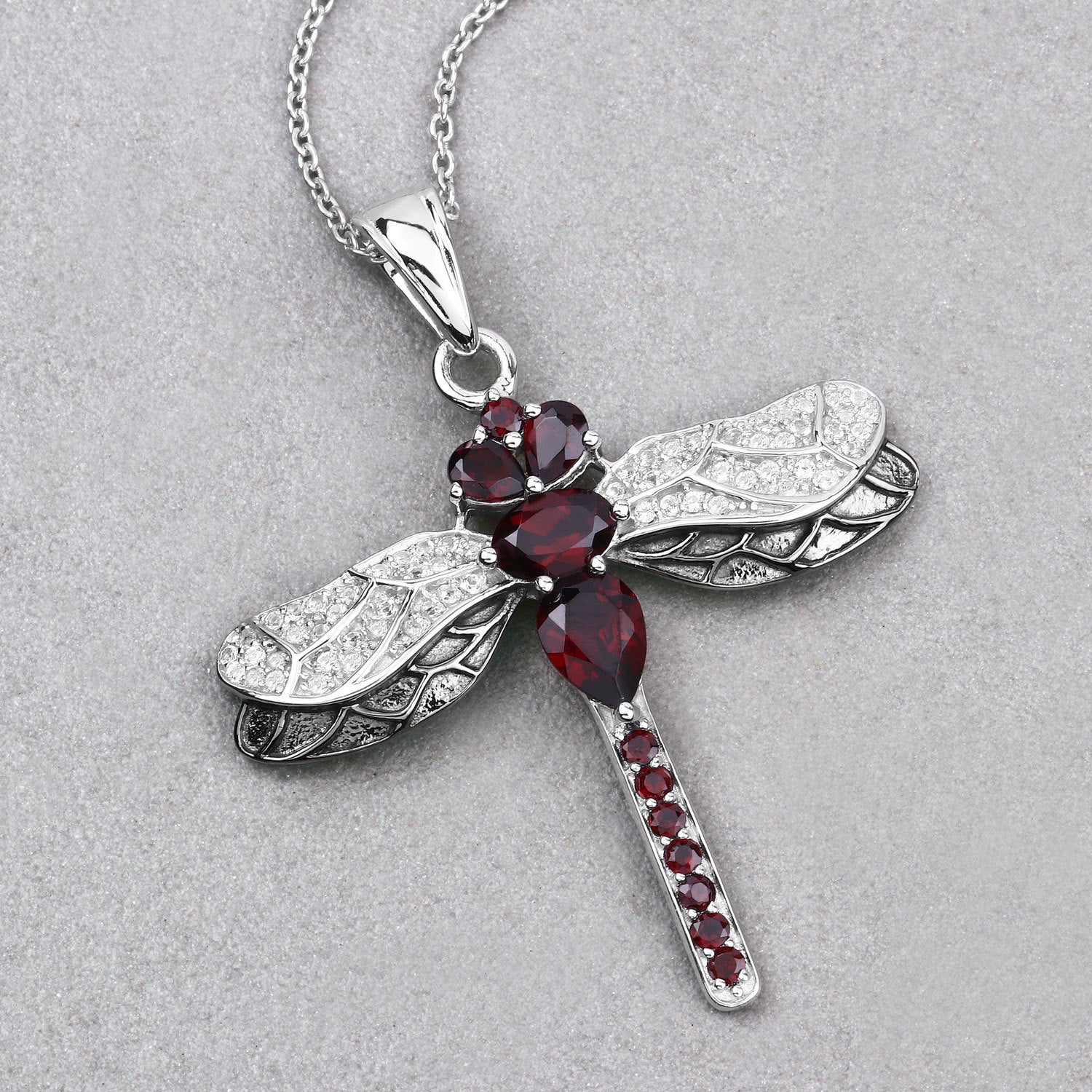 2.29 Carat Genuine Garnet and White Topaz .925 Sterling Silver Pendant