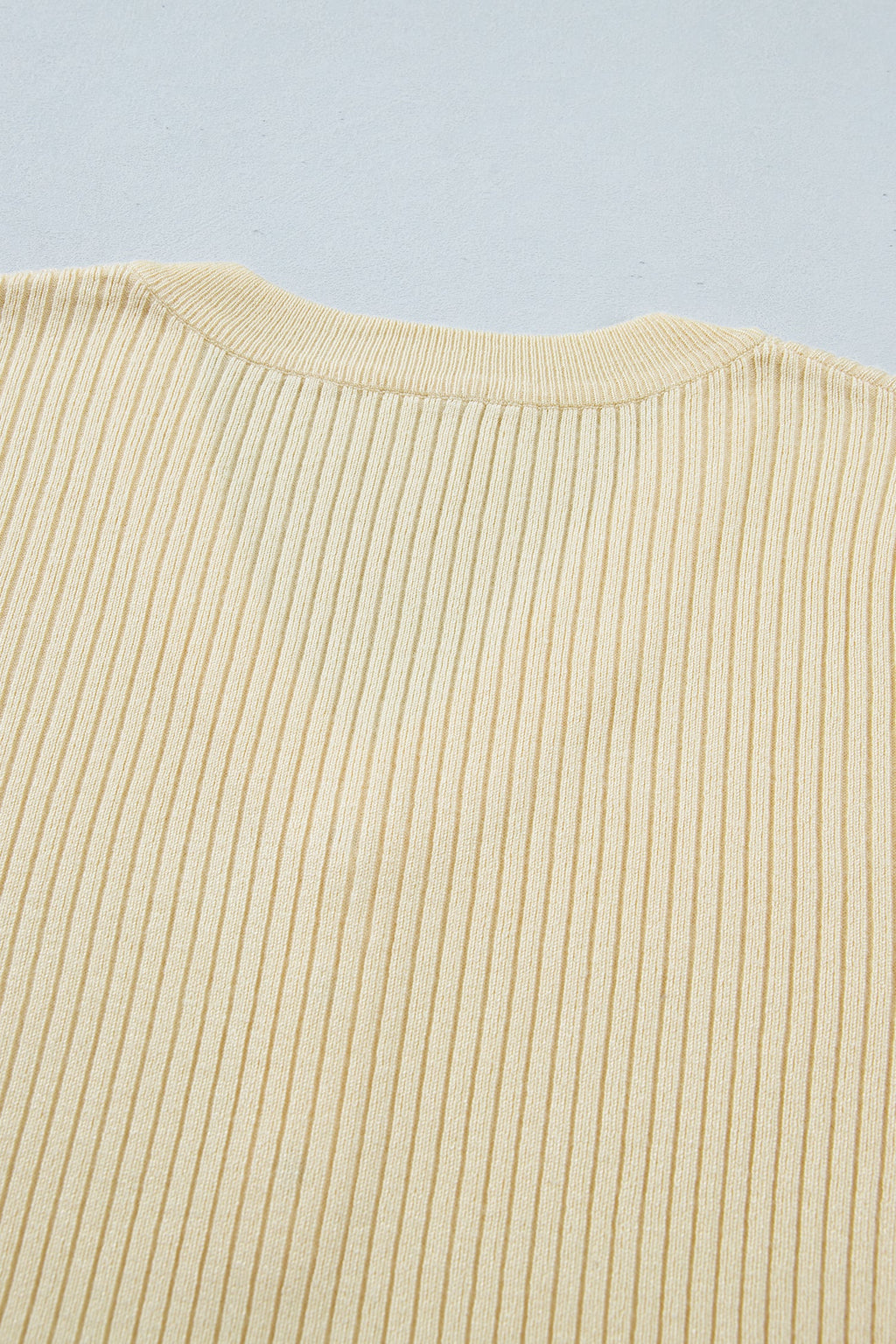 Stripe Contrast Short Sleeve Ribbed V-Neck Sweater