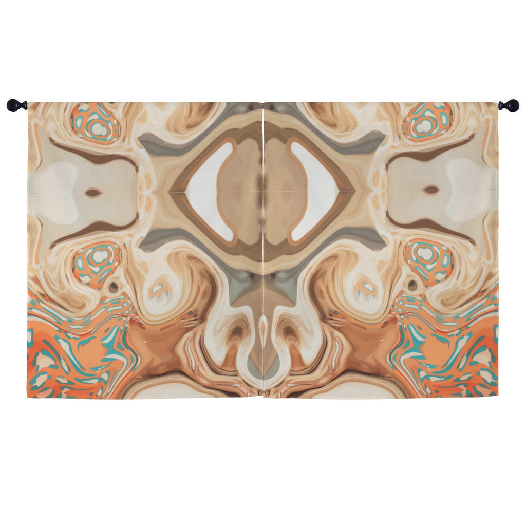 Orange Marble Window Curtains 2 Pieces - 52" x 63" (Made in USA)