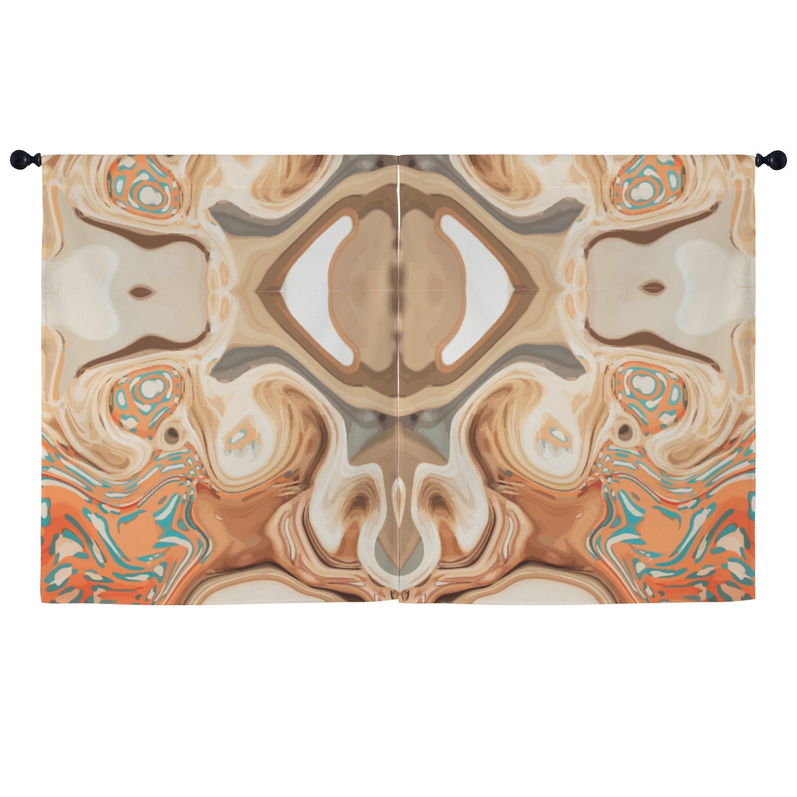 Orange Marble Window Curtains 2 Pieces - 52" x 63" (Made in USA)