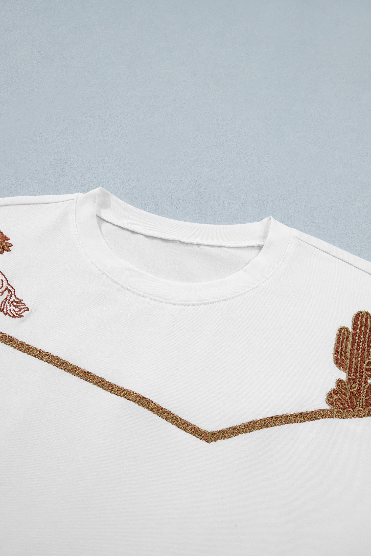 Western Cowboy & Cactus Embroidered Tee