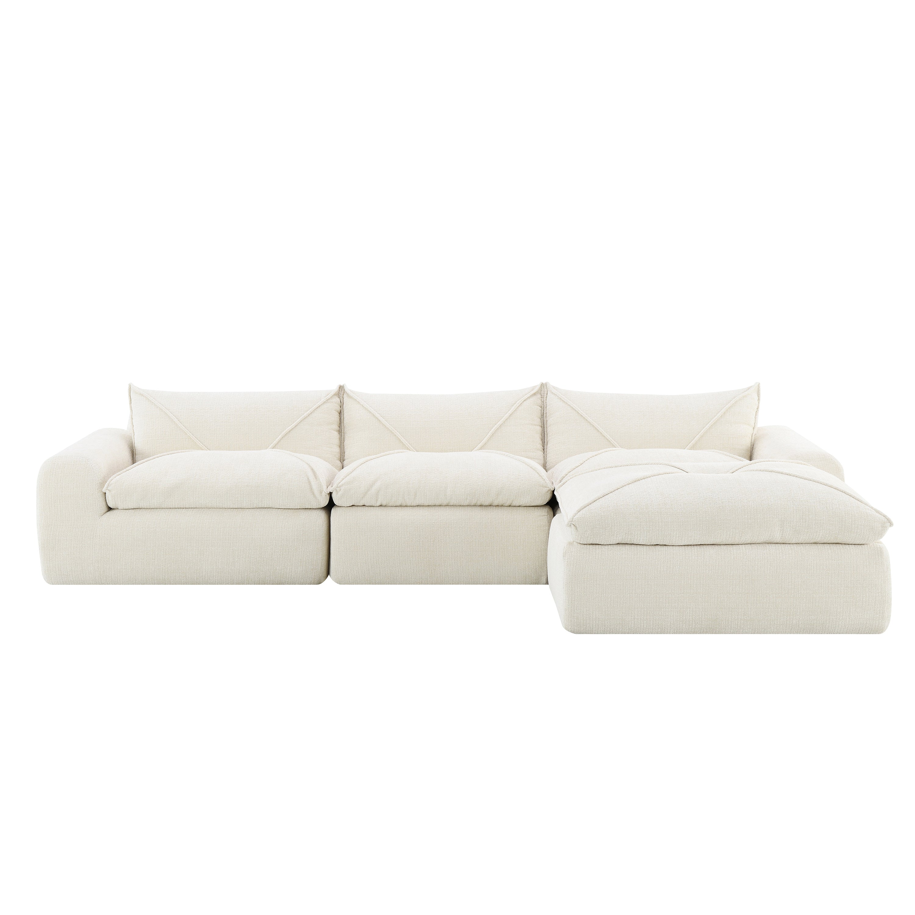 [VIDEO Provided] 116'' Fully Compressed Sofa with High Density Foam, No Assembly Required, Legless Design without Frame, Integrated Backrest and Seat Cushion, Free Combination, Particle Chenille