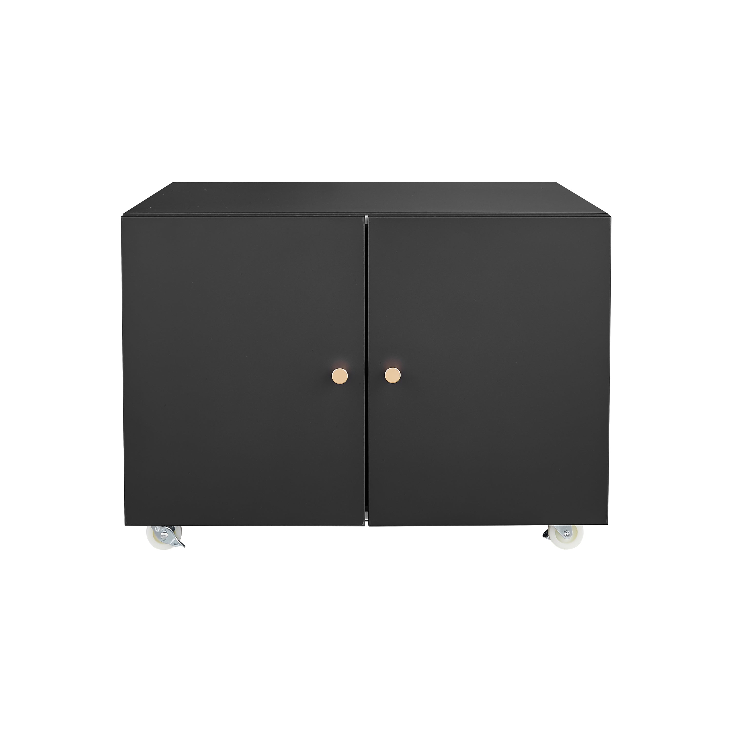 Modern Office Copier Cabinet Black 2-Door Steel Mobile Pedestal File Printer Stand