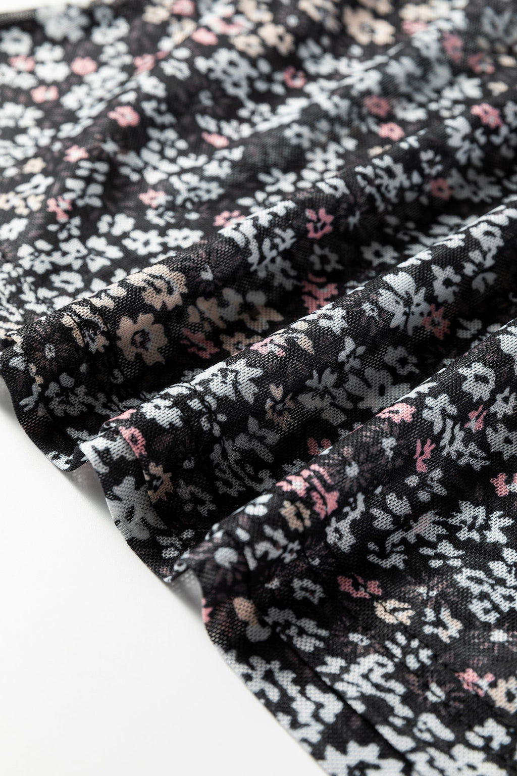 Ditsy Floral Mesh Thumbhole Sleeve Top