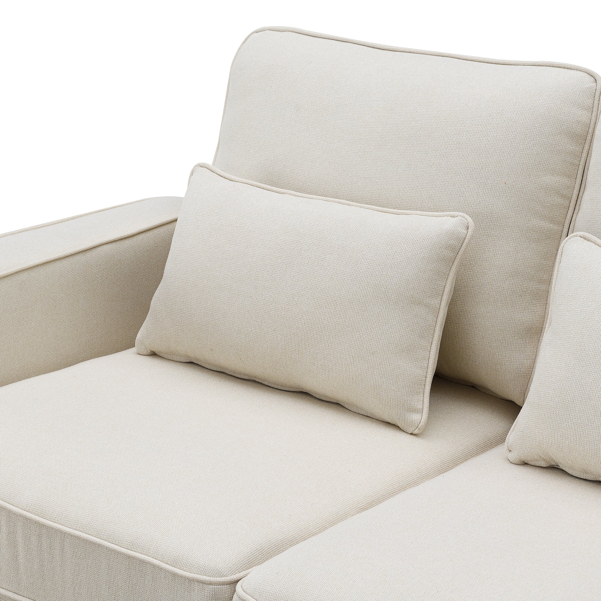 [VIDEO provided] [New] 104' 4-Seater Modern Linen Fabric Sofa with Armrest Pockets and 4 Pillows,Minimalist Style Couch for Living Room, Apartment, Office,3 Colors