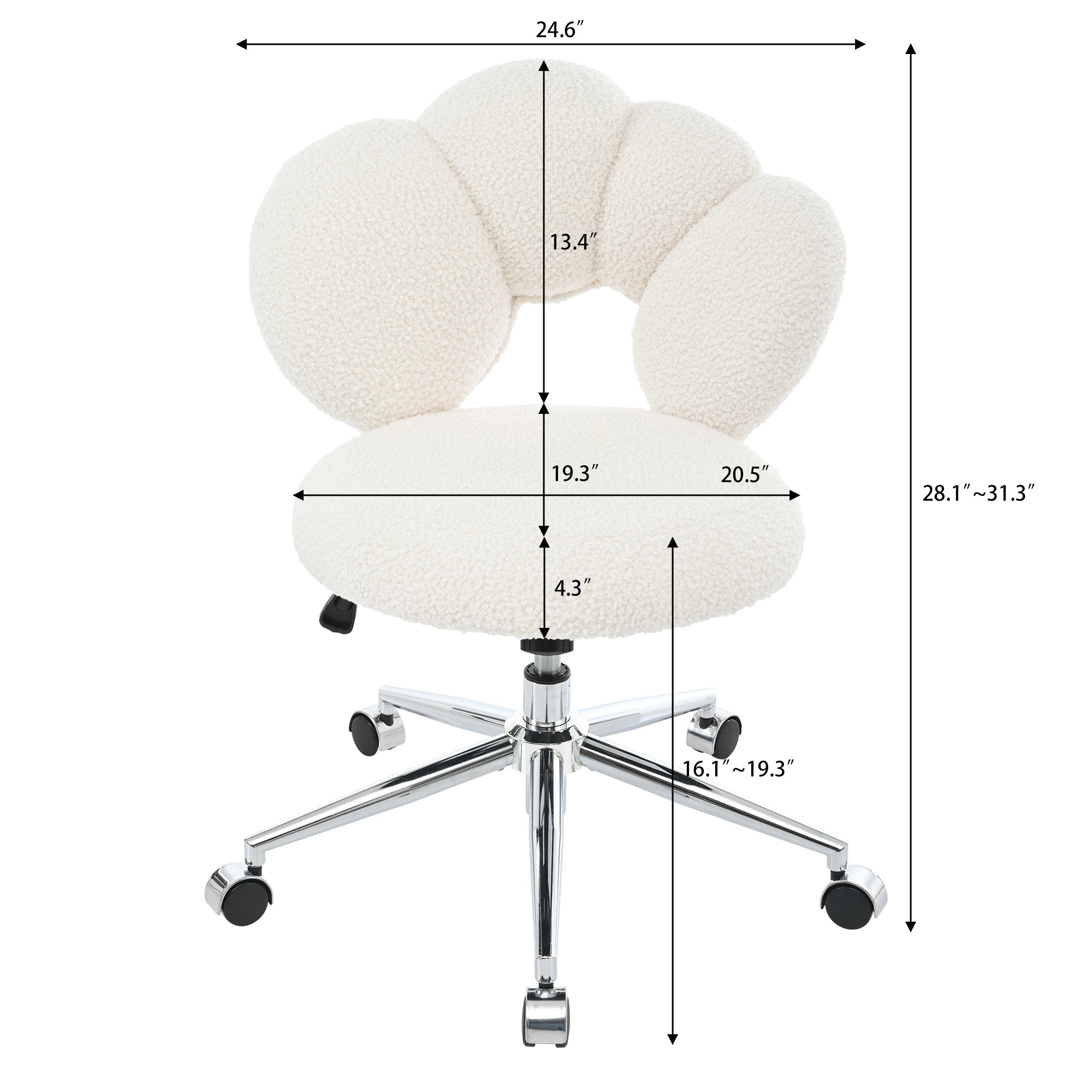 360°Swivel Height Adjustable,Swivel Chair,Teddy fabric,home office chair