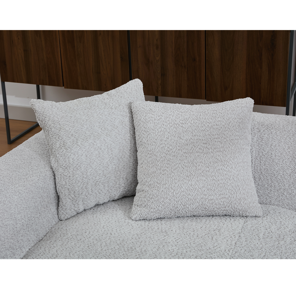 [NEW ARRIVED] [VIDEO PROVIDED]2 Piece Boucle Cloud Sofa Set, Upholstered Sofa Set, Modern 3 Seater and 2 Seater Sofa  with MDF End Table for Living Room ,Apartment,3+2 couch,Boucle, Light Gray