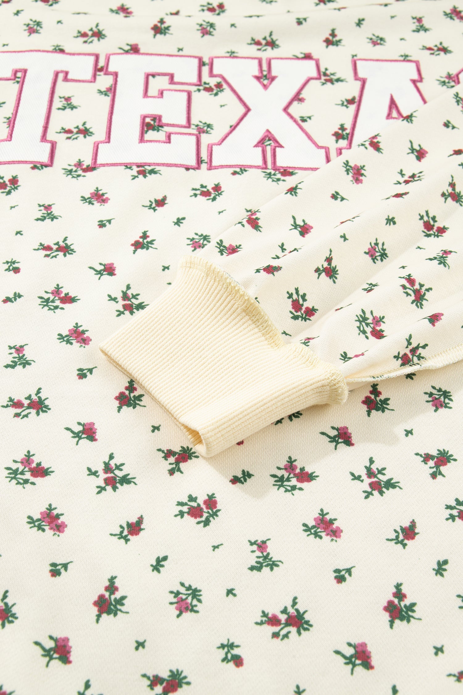 TEXAS Embroidered Floral Mock Neck Sweatshirt