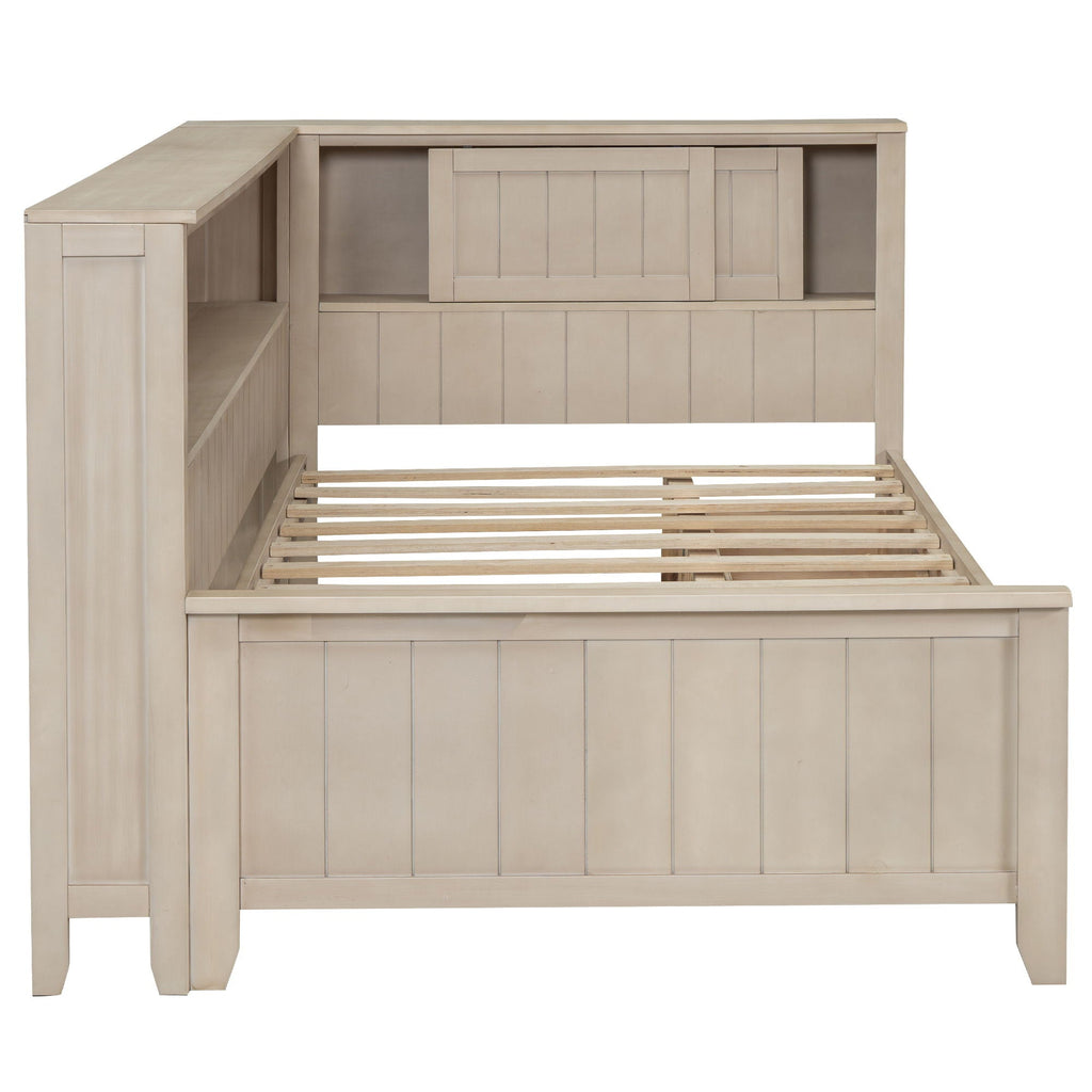 Daybed With Storage Shelves And 3 Drawers