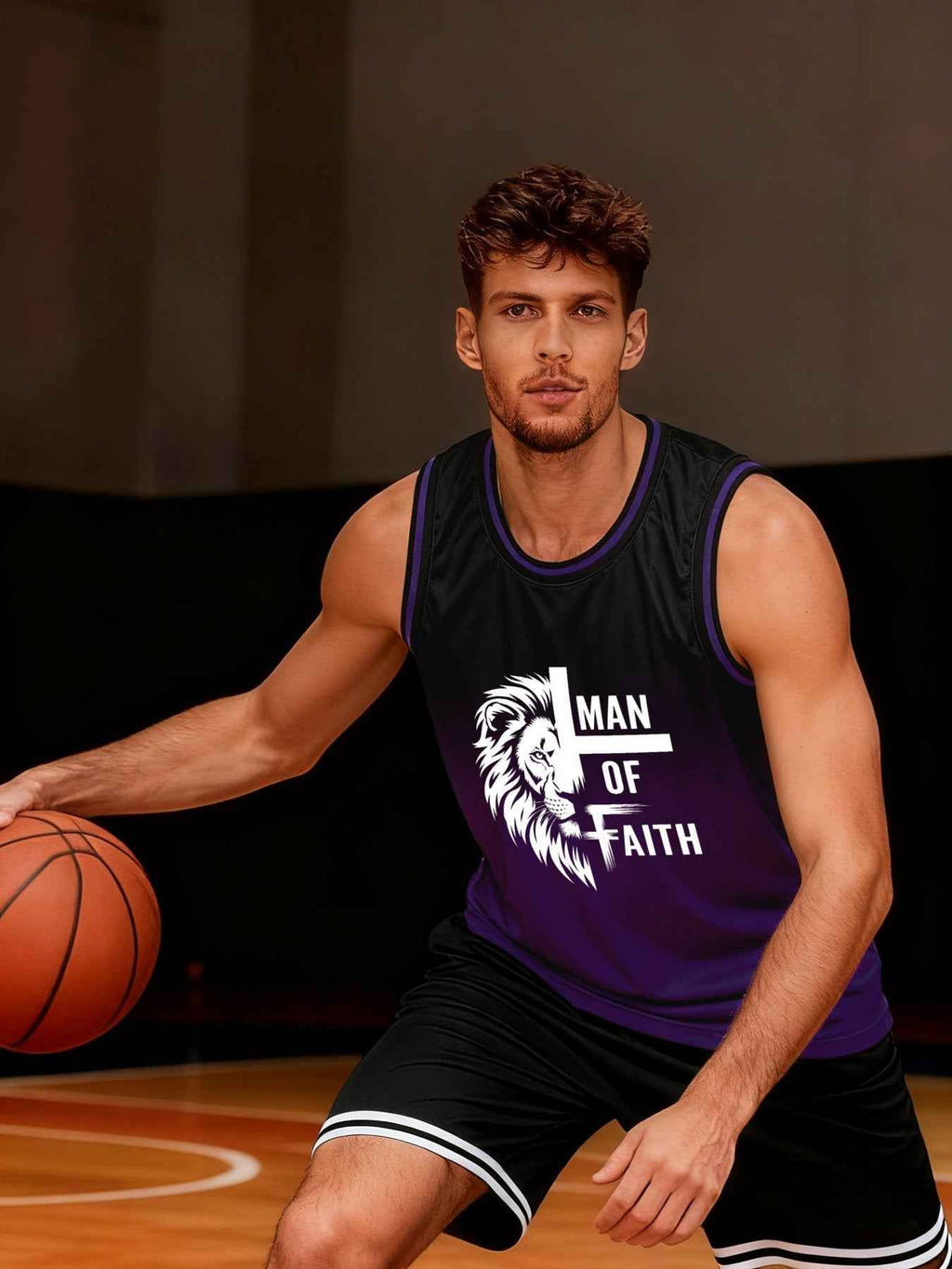 Man of Faith Adult Purple Basketball Jersey | Ships From USA
