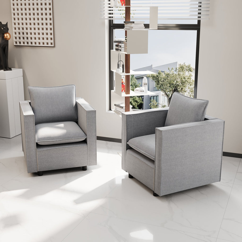 Decorative chair, comfortable gray single sofa chair, soft breathable seat cushion, soft cushion armchair, modern comfortable sofa chair in bedroom/corner/reading room