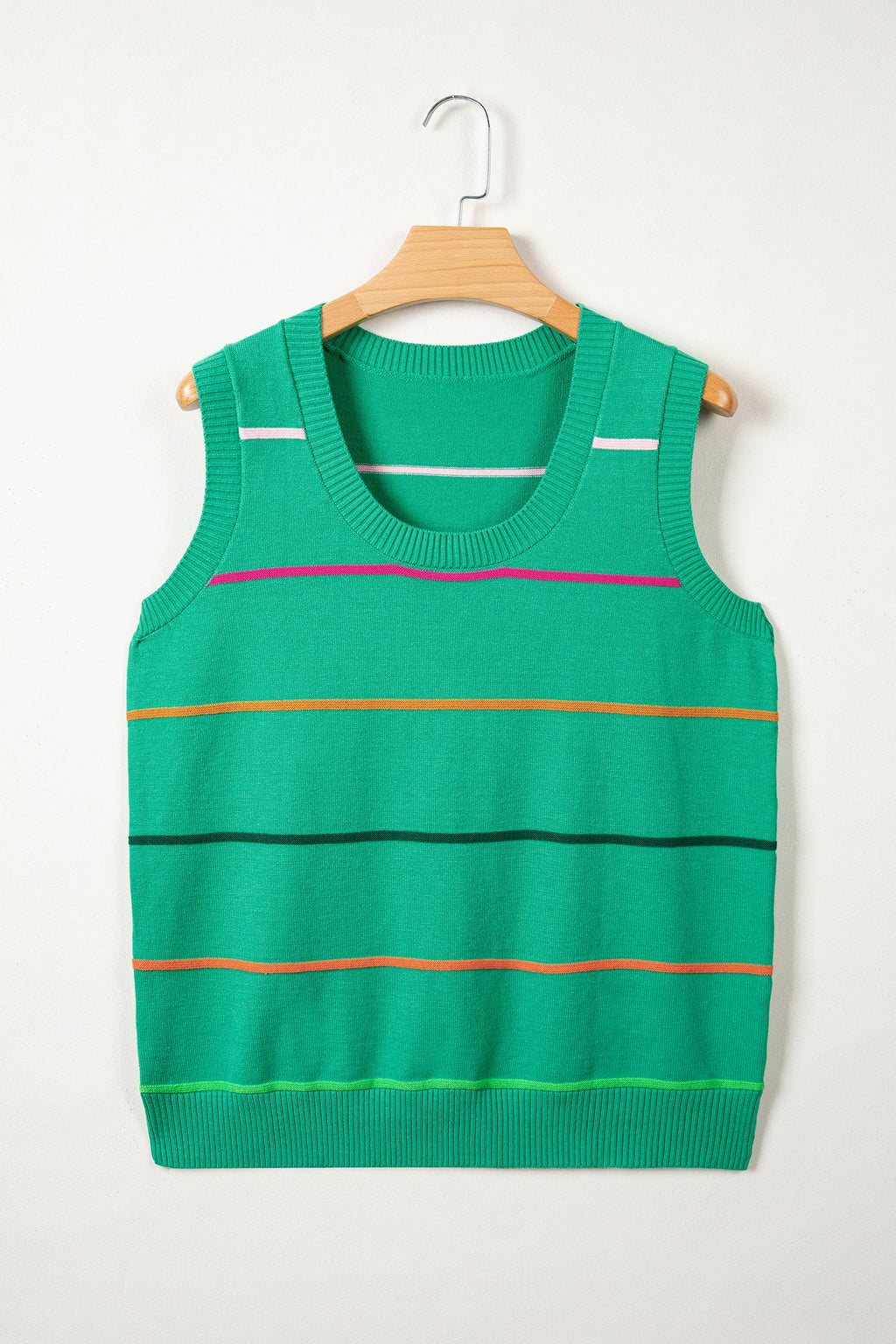 Stripe Round Neck Sleeveless Sweater Tank