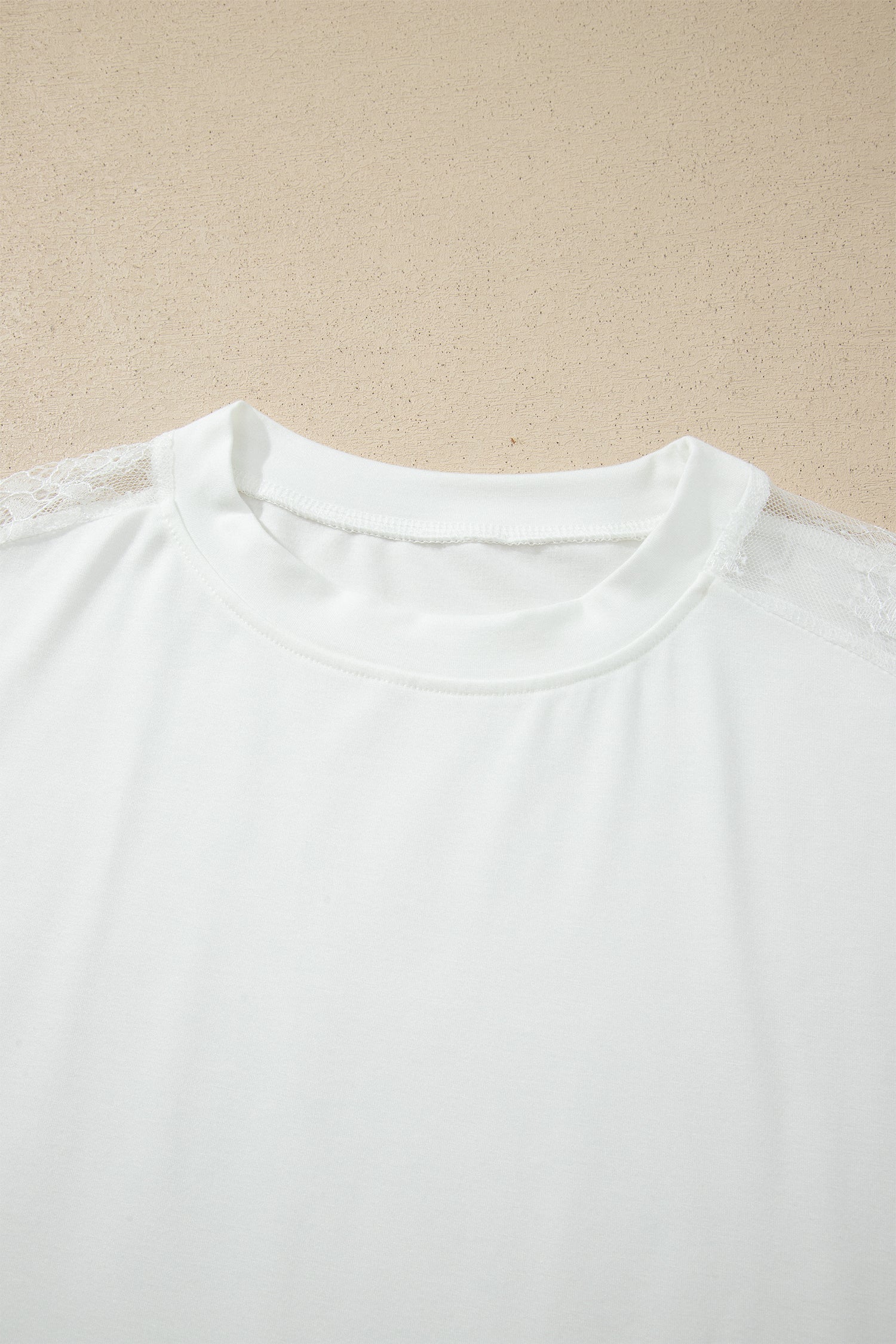 Lace Patchwork Round Neck Long Sleeve Top