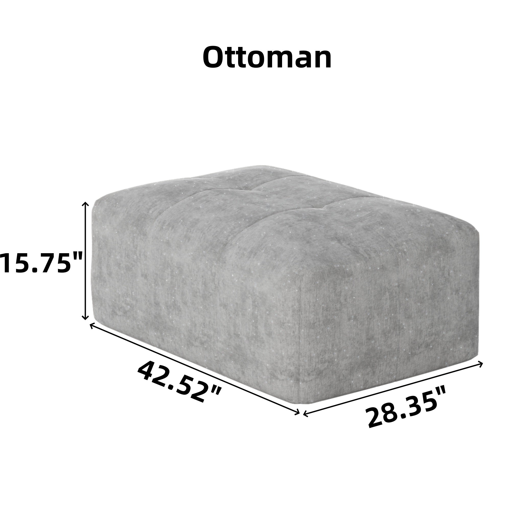 Modern Oversized Modular Sectional Sofa, Sparkling Chenille Fabric Soft Cushion Sofa with 8 Pillows, 8 PCS DIY Combination Tufted Sofa, No Assembly Required, GREY
