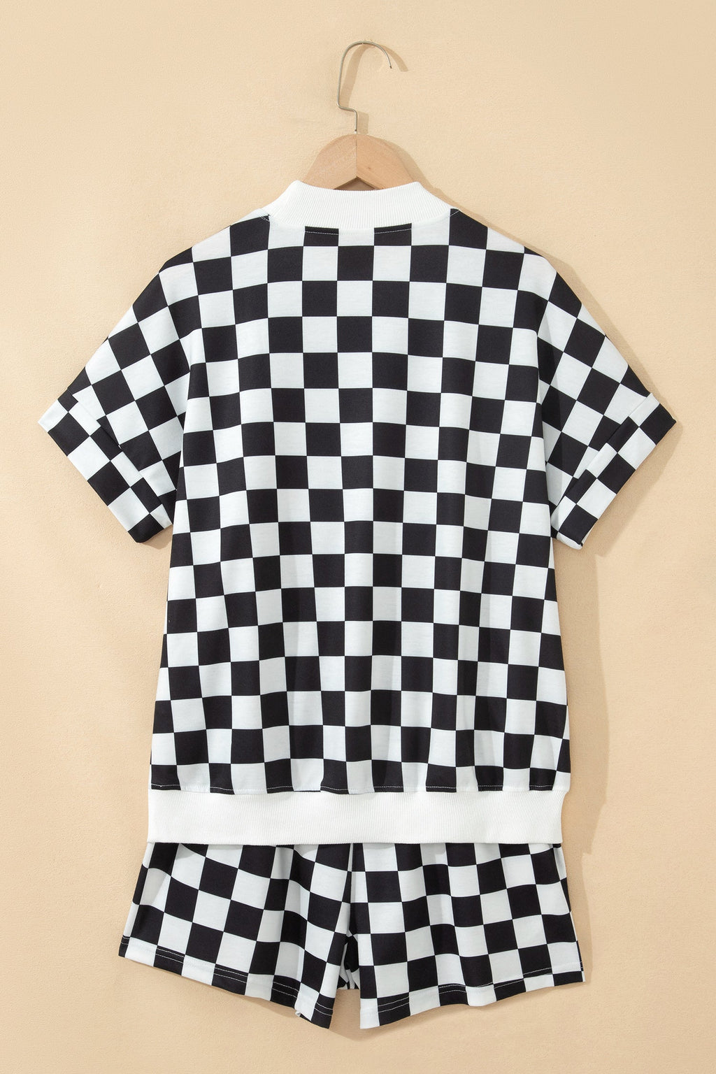 Checker Colorblock Mock Neck Top & Short Set