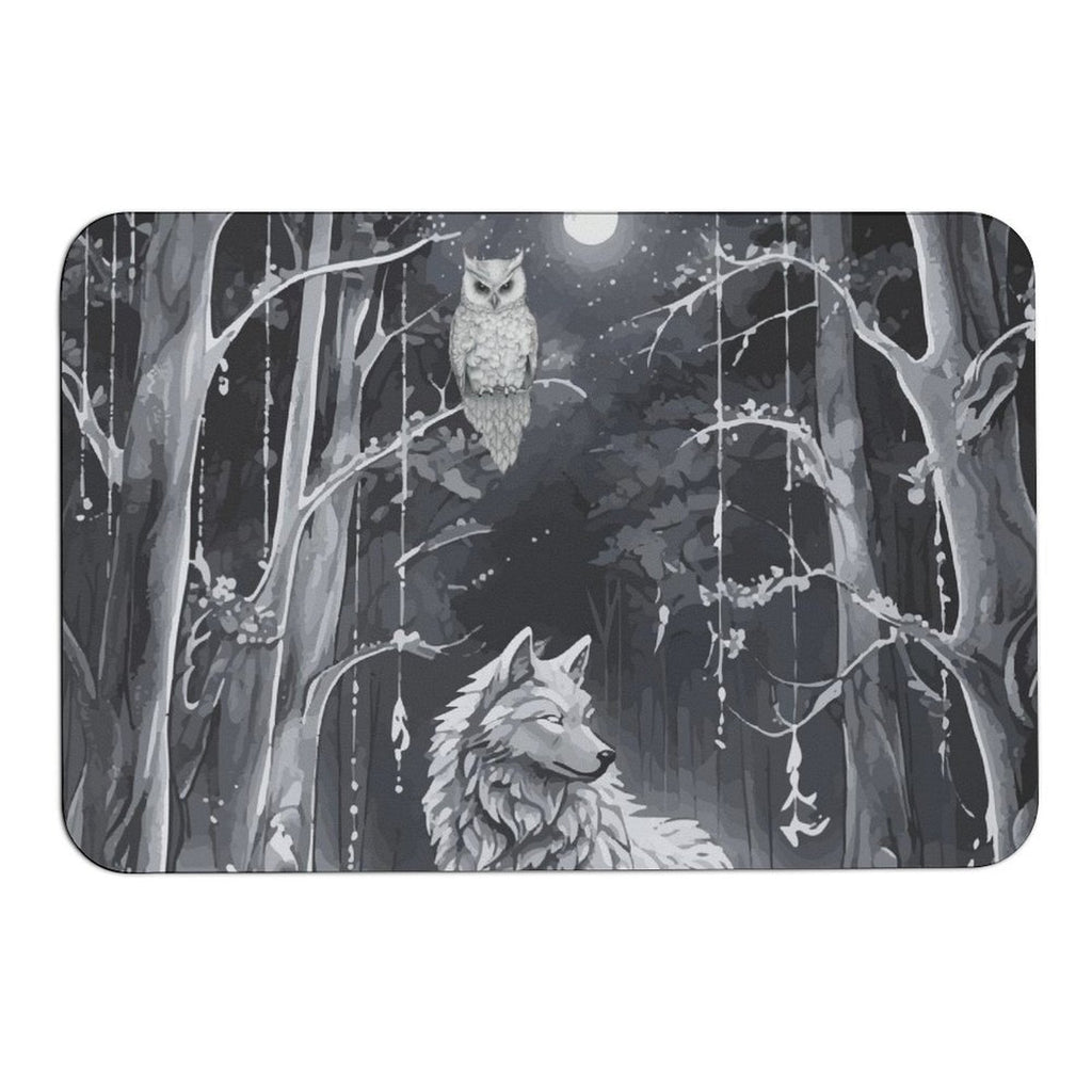 Ethereal Wolf in the Moonlight Design Diatomaceous Earth Bath Mat | Ships from USA