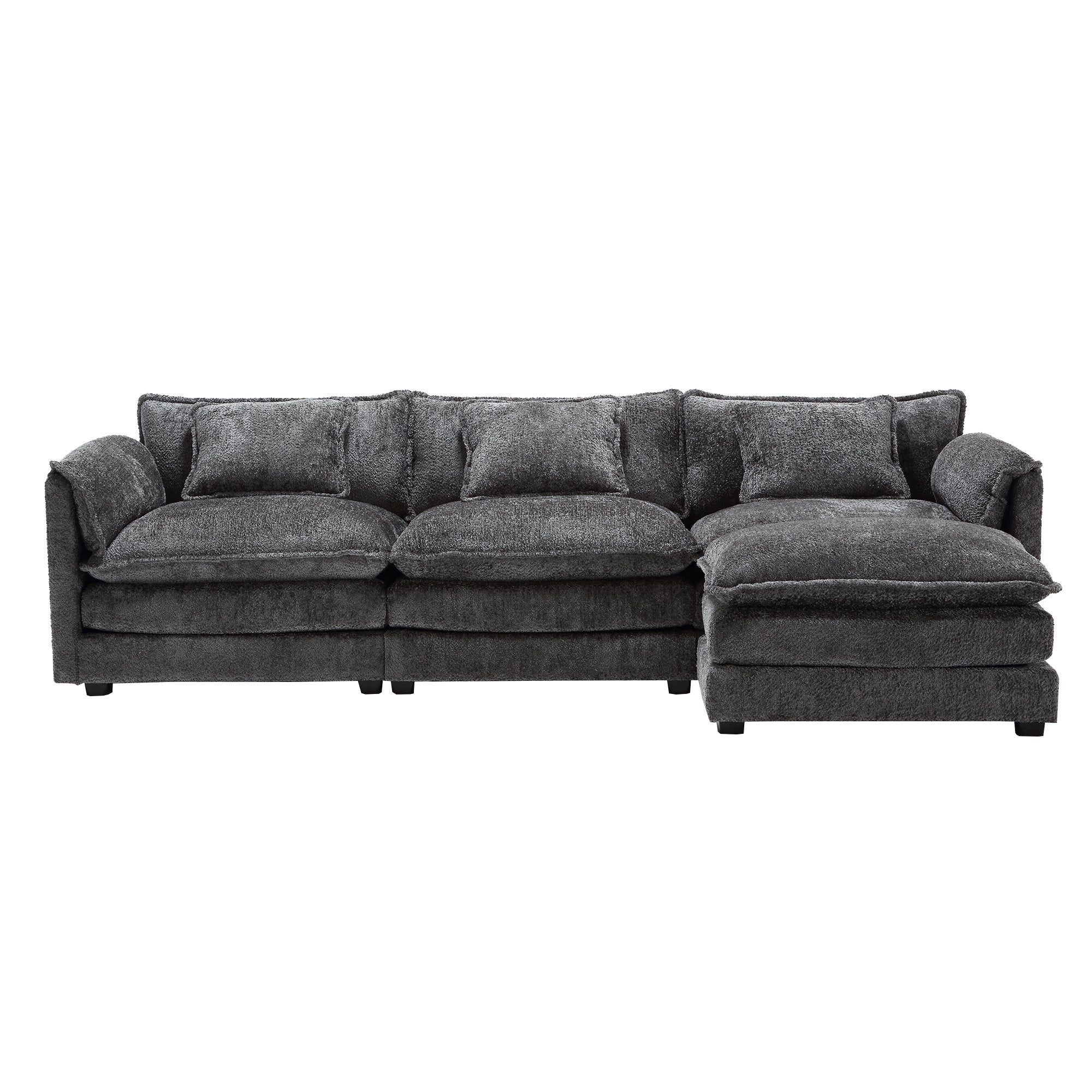UNITED WE WIN 112' Oversized Sectional Sofa Cloud Couch for Living Room, Modern Chenille L Shaped Couch, Comfy Boucle Modular Sofa Sleeper with Moveable Ottoman & Memory Foam