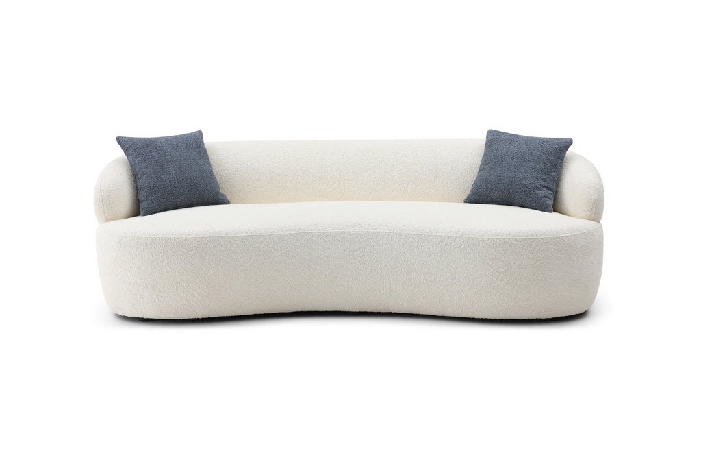 Mid Century Modern Curved Sofa, 3 Seat Cloud couch Boucle sofa Fabric Couch for Living Room, Bedroom, Office Beige