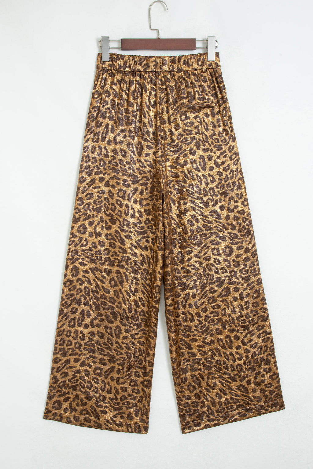 Leopard Buttoned Elastic Waist Wide Leg Pants