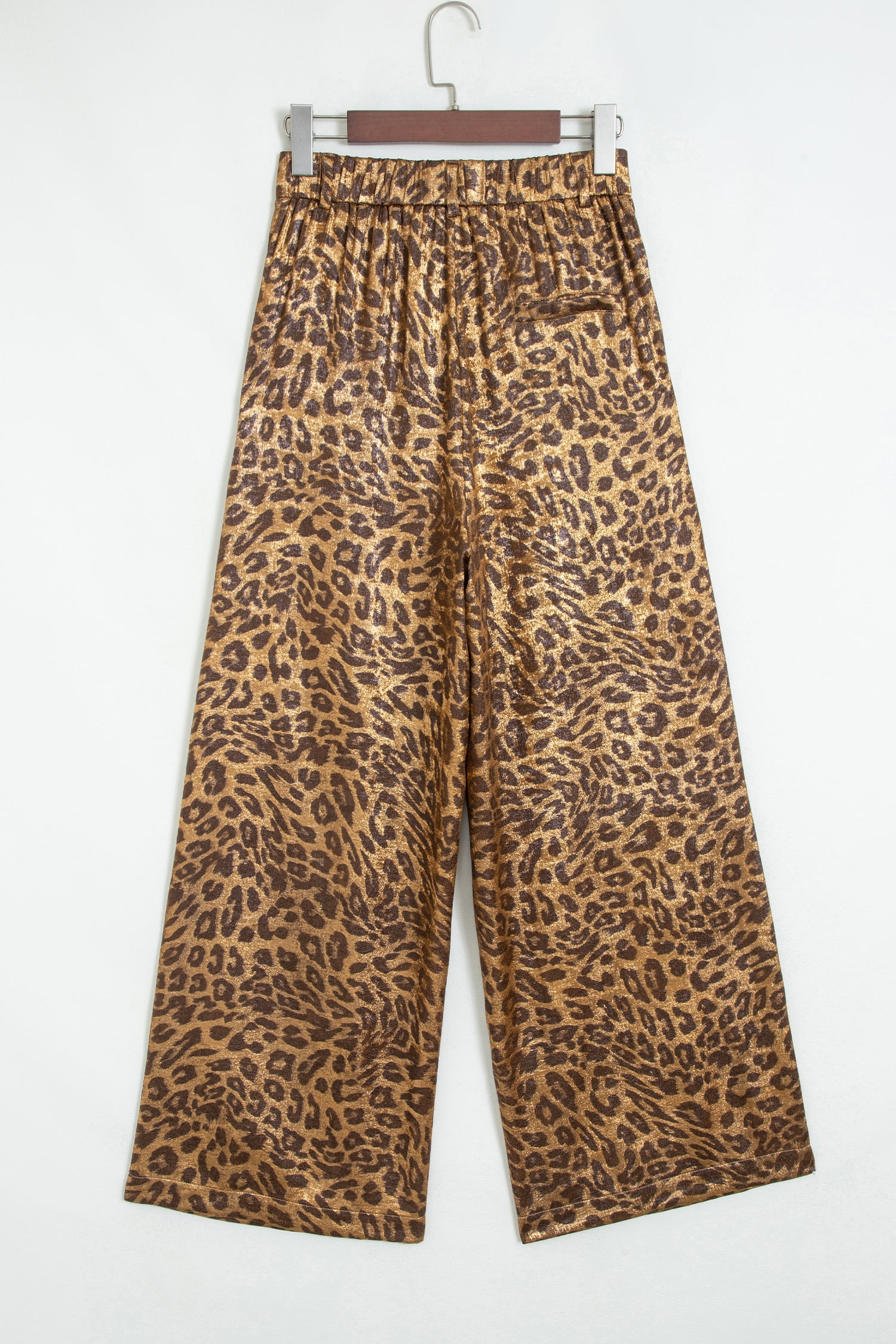 Leopard Buttoned Elastic Waist Wide Leg Pants