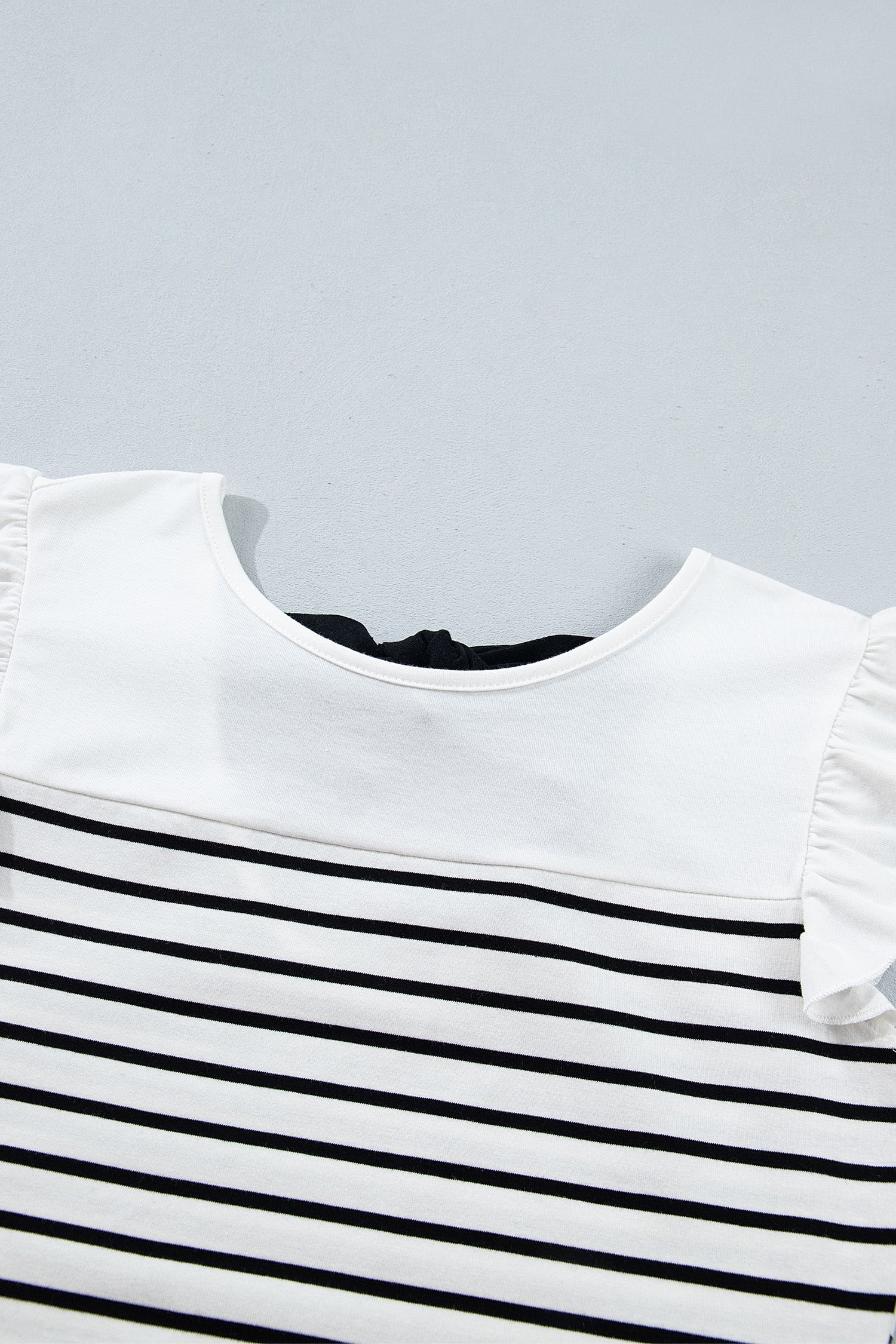 Stripe Contrast Bow Tie Back Ruffle Tank Top