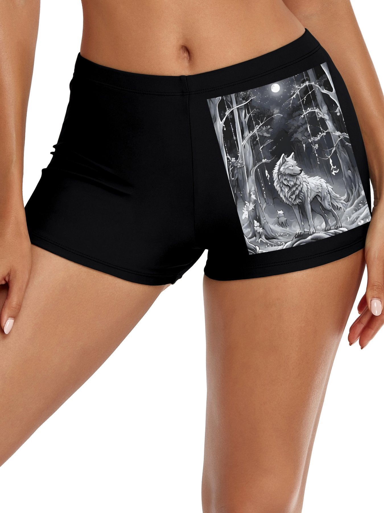 Ethereal Wolf in the Moonlight Boy Shorts Underwear for Women (Front Printing)