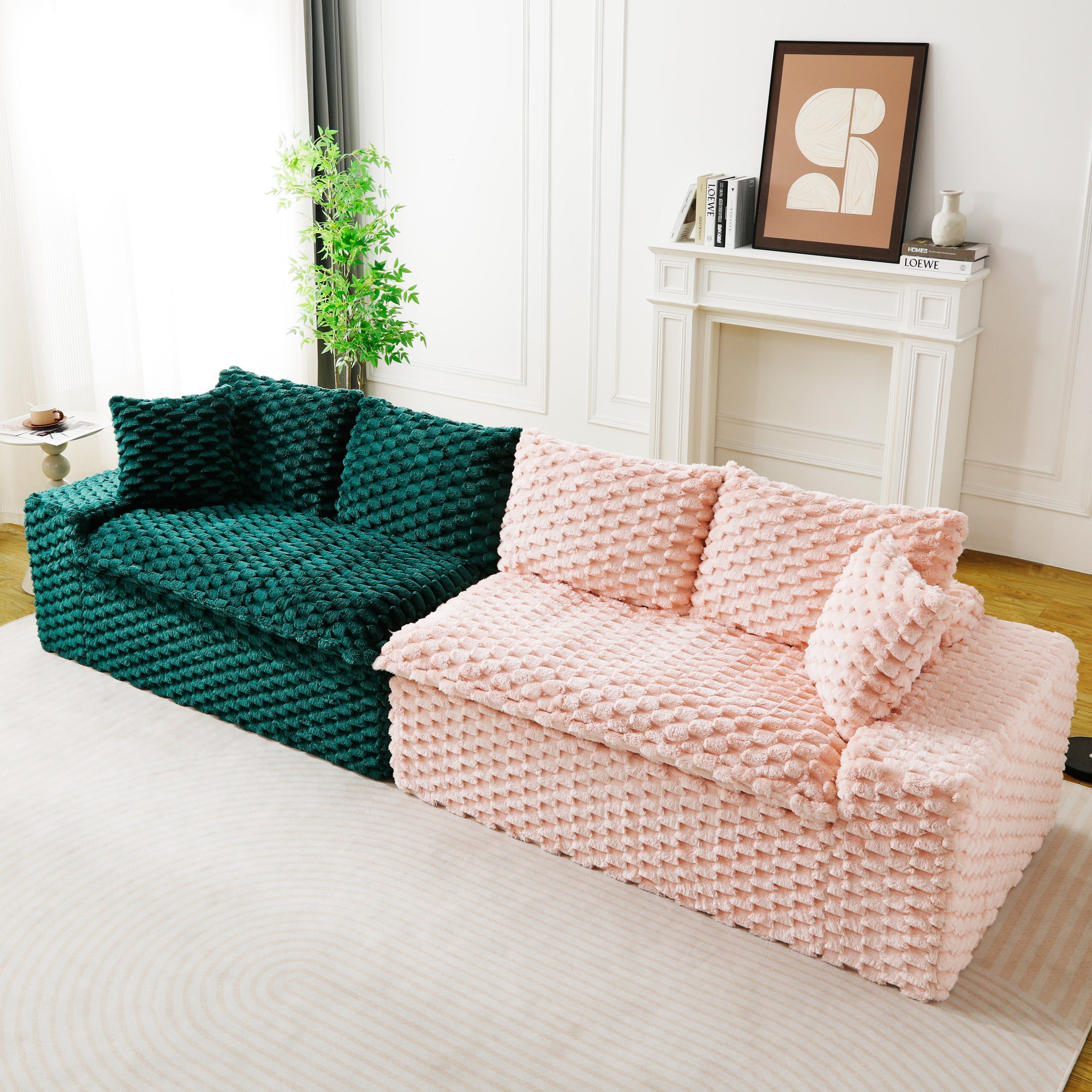 Luxury Color-Block Turtle Velvet Multifunctional Sofa - Arrangeable in Single Row, Side-by-Side or Facing Each Other, Stylish Living Room Furniture for Cozy Home Decor