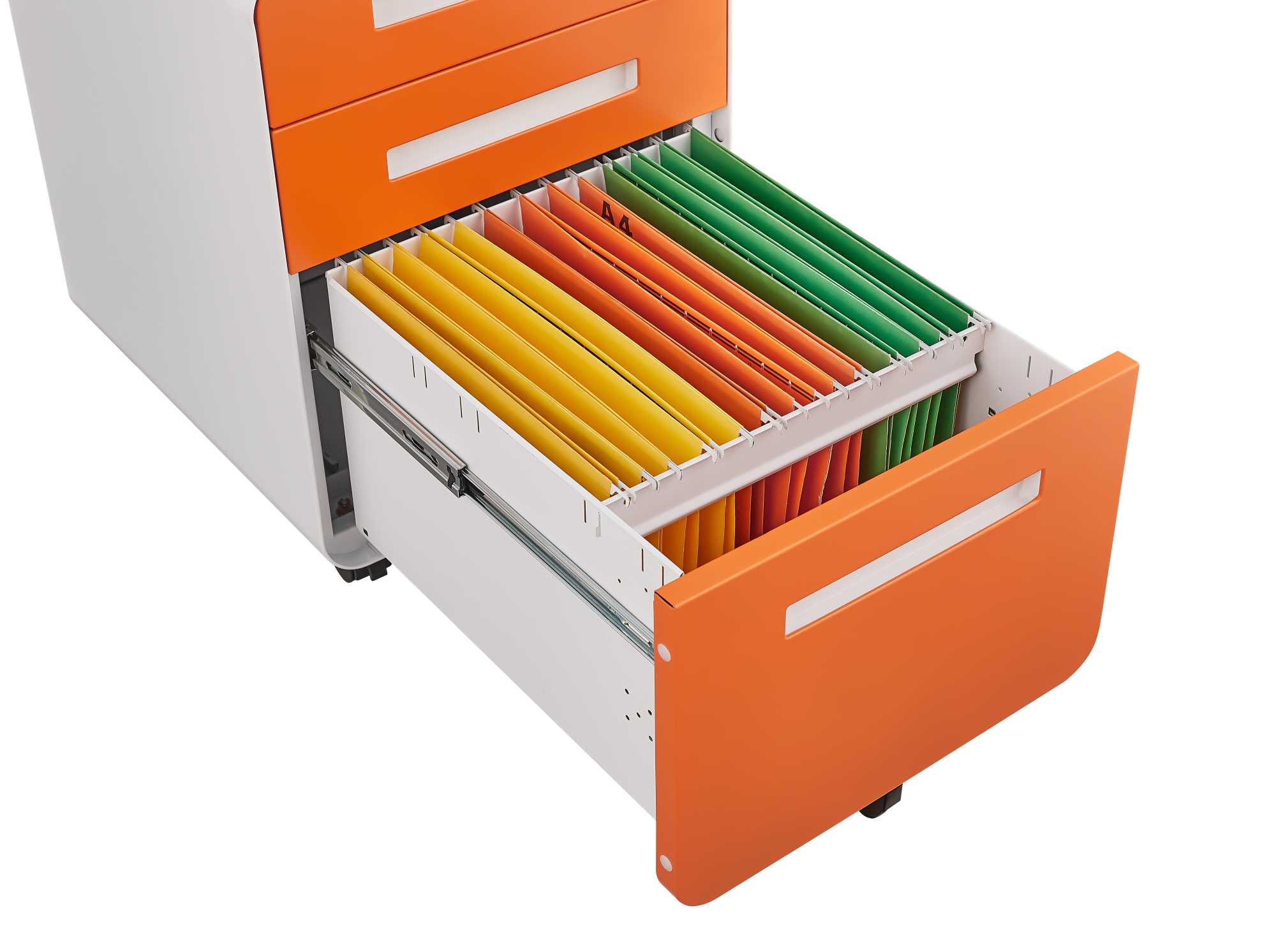 Rounded 3 drawer mobile filing cabinet, multifunctional legal/letter/A4 file storage cabinet, 5-wheel design anti tilt cold-rolled steel, with pencil storage box,