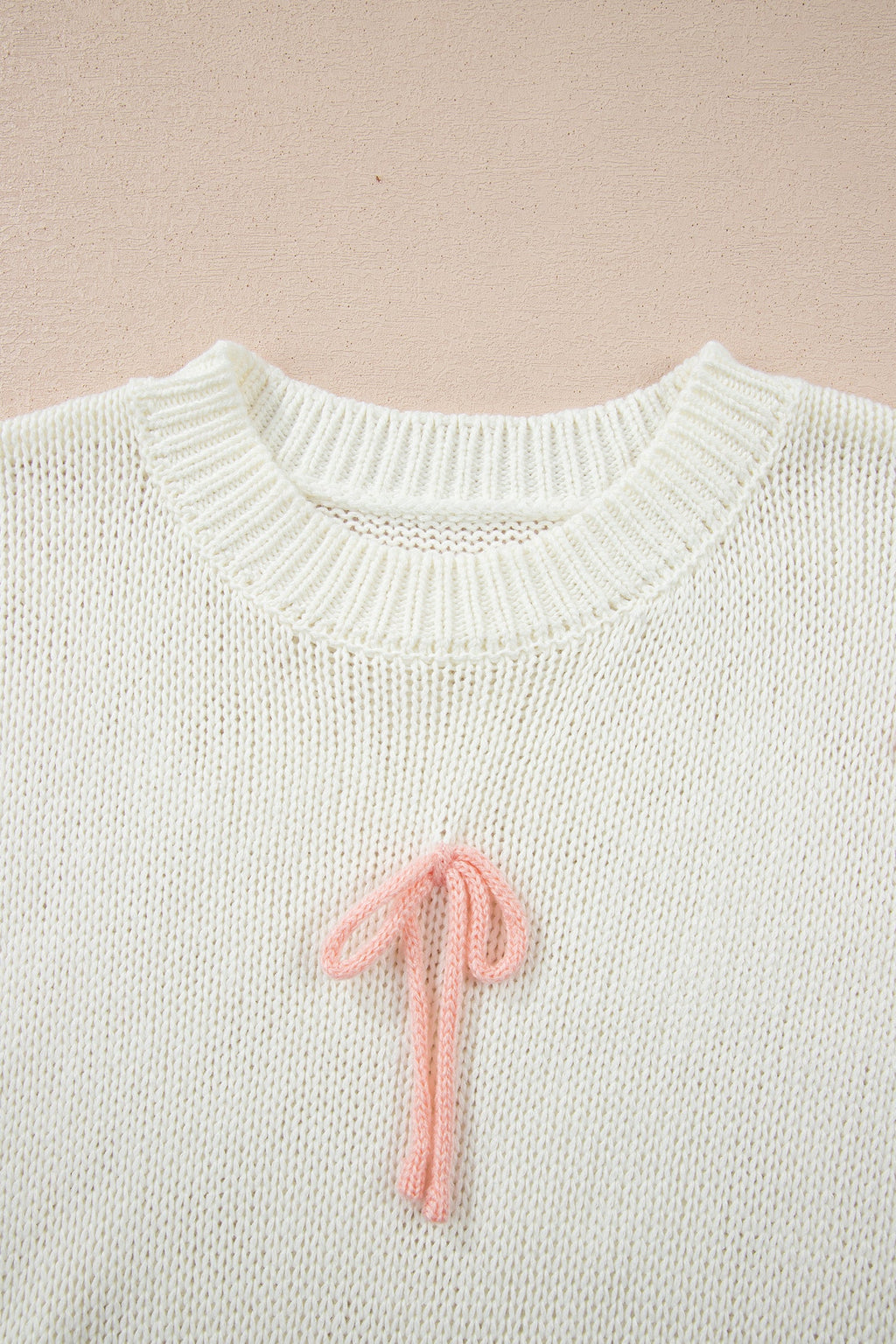 Short Sleeve Knit Contrast Bow-Knot Sweater