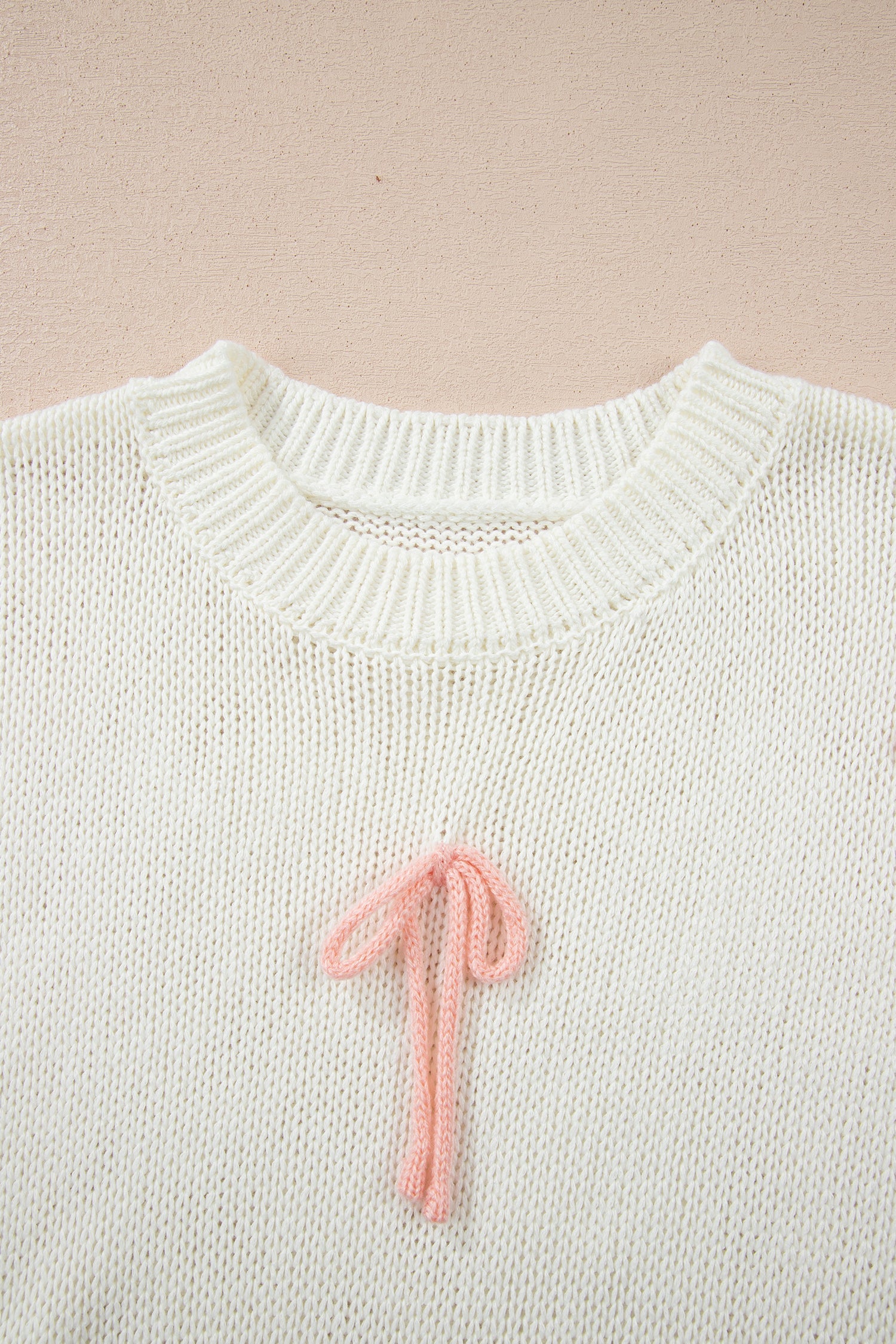 Short Sleeve Knit Contrast Bow-Knot Sweater