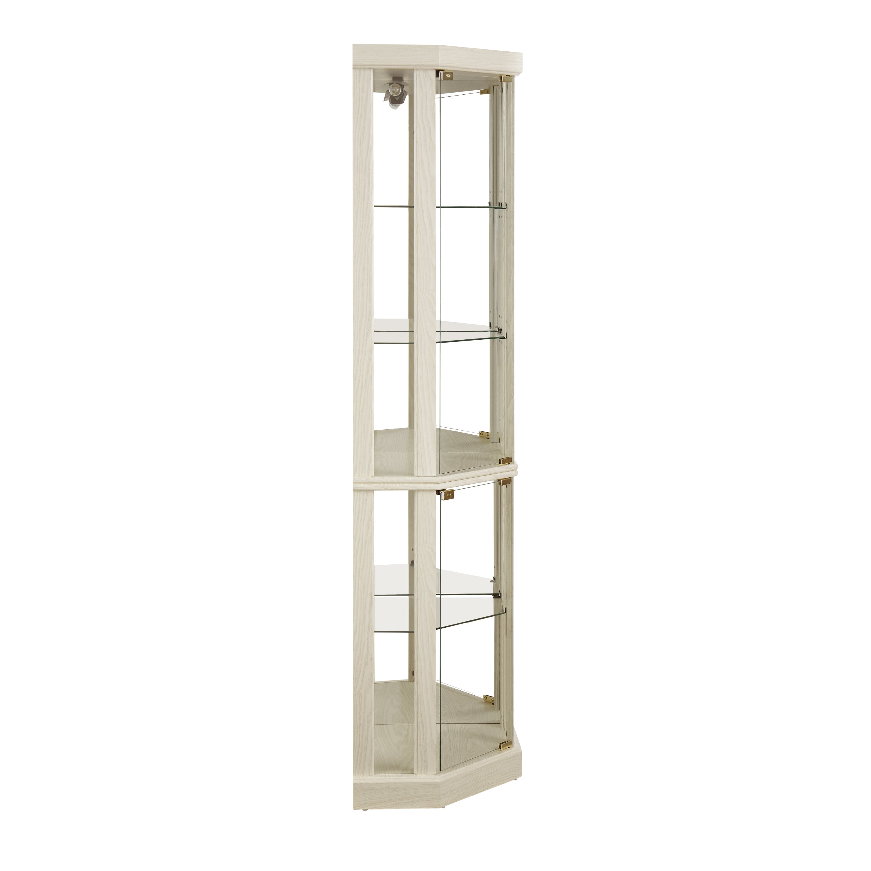 Lighted Corner Curio Cabinet - Elegant Glass Display Case for Living Room & Bar Storage - Perfect for Antique Collections & Wine - Includes Built-in Lighting - White