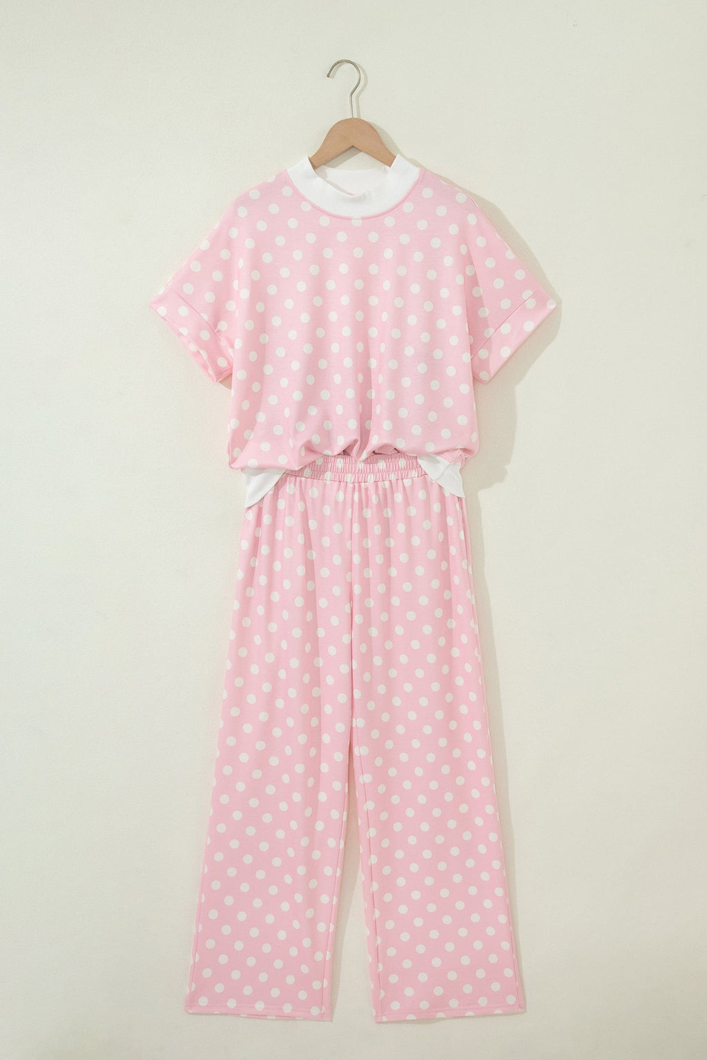 Polka Dot Mock Neck Top & Pants Set