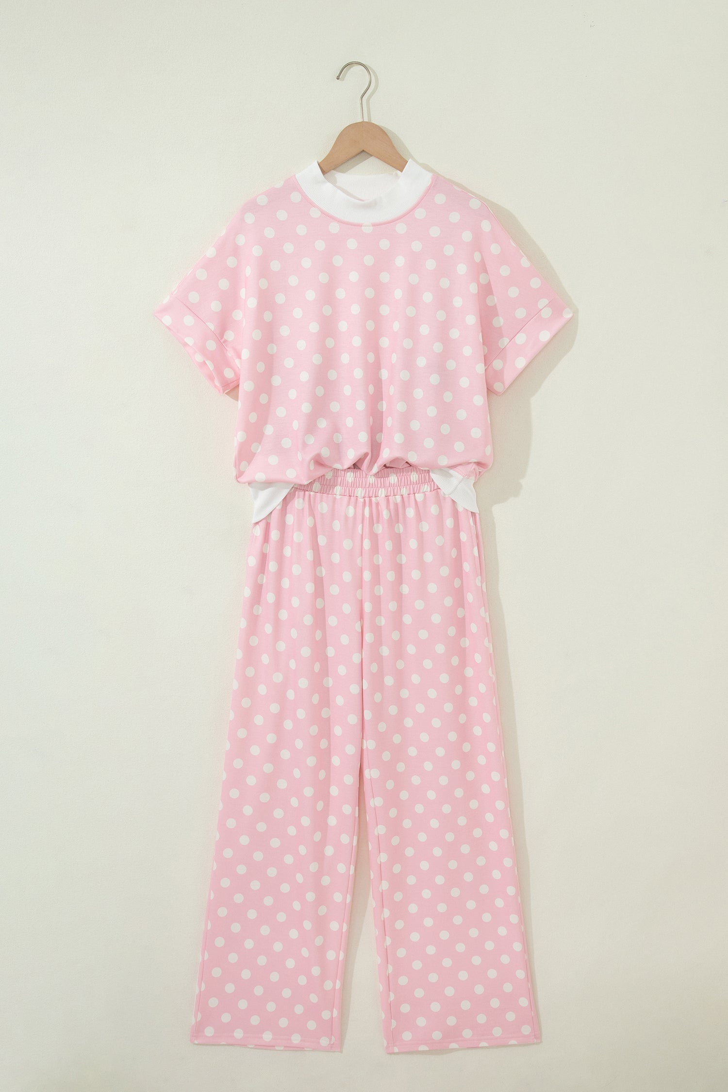 Polka Dot Mock Neck Top & Pants Set