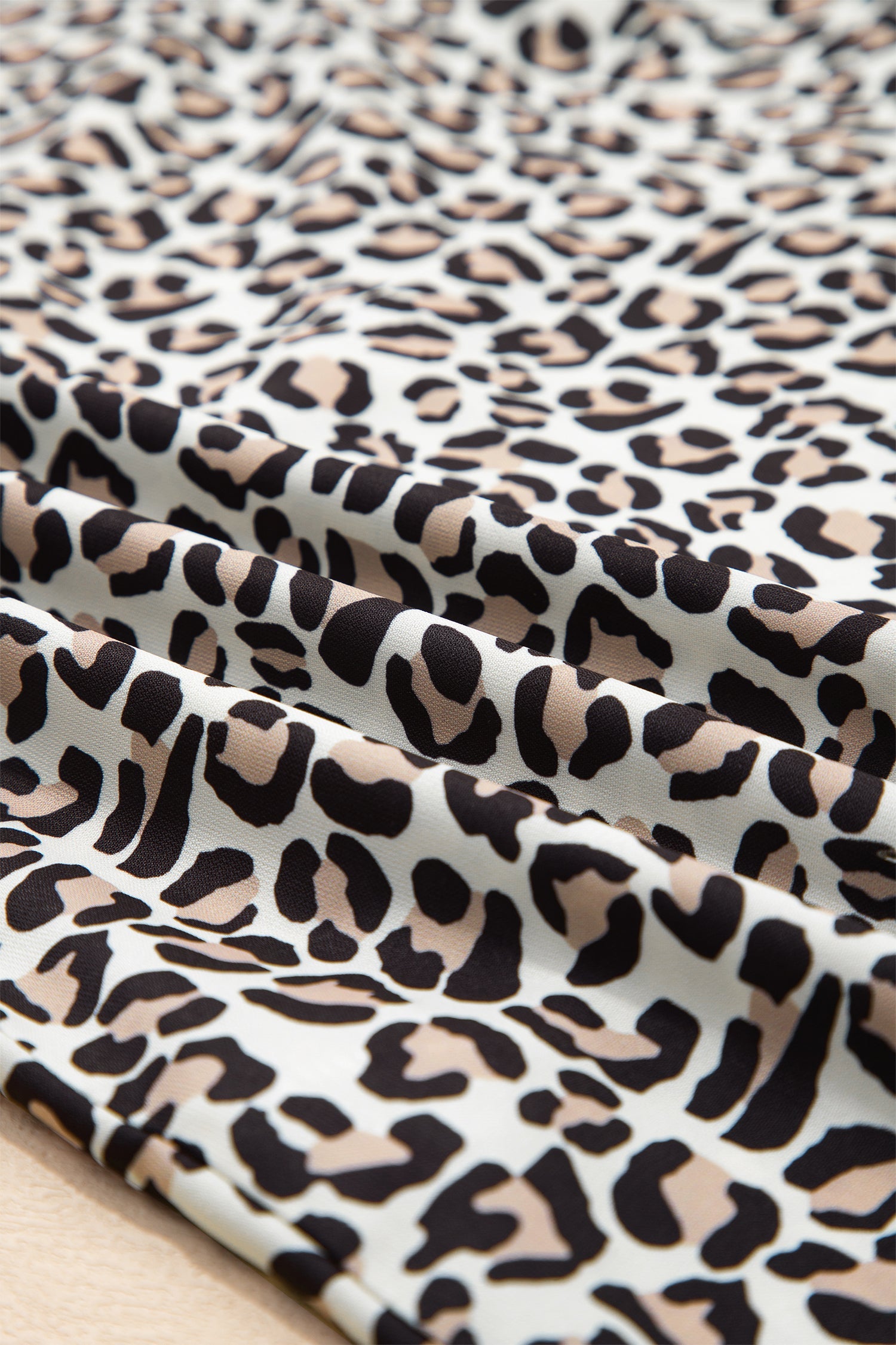 Leopard Colorblock Stripe V-Neck Short Sleeve Blouse