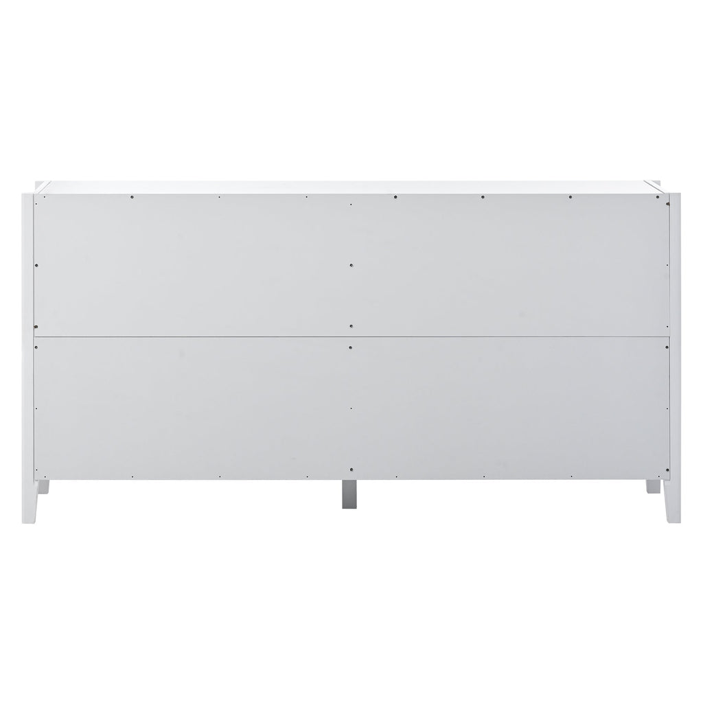 U_Style 63.1''Modern 4-Vertical Wavy Slatted Doors Sideboard,Storage Cabinet With Elegant Design, Solid Wood Legs with Painted,Metal Handles,for Dining Room,Living Room, Kitchen, or Entryway(White)